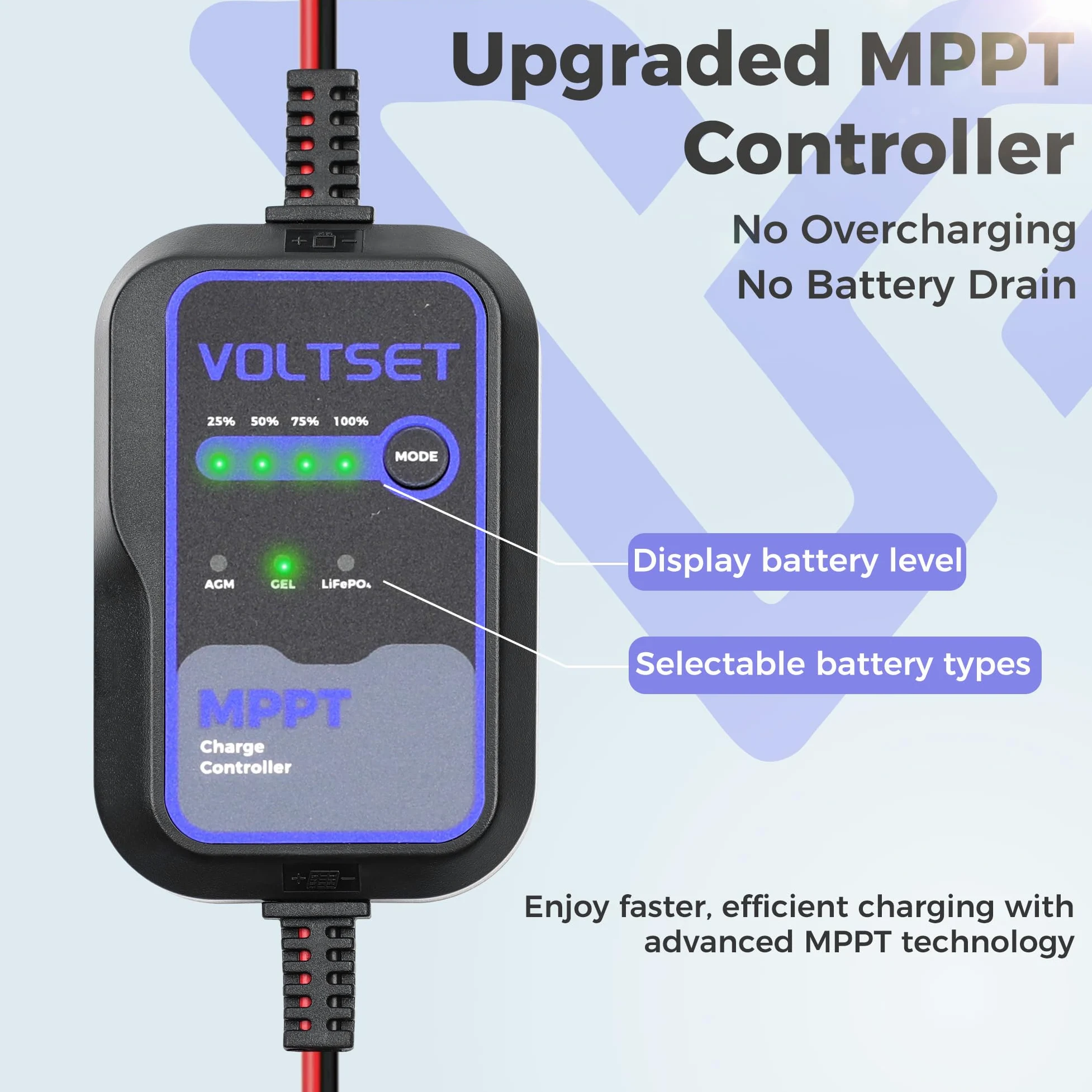 Voltset Kit de panel solar de 50 W y 12 V con controlador MPPT, cargador de batería solar, panel solar impermeable con soporte de montaje ajustable para barco, caravana, motocicleta, marina