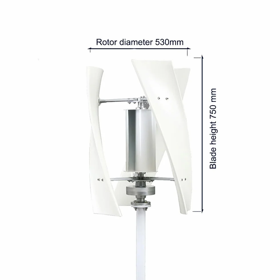 Kit de generador de turbina eólica vertical para el hogar, de bajo ruido, 10 000 W, 220 V, 12 V, 24 V, 48 V, sin núcleo, molino de viento vertical de bajas revoluciones con controlador (color: blanco)