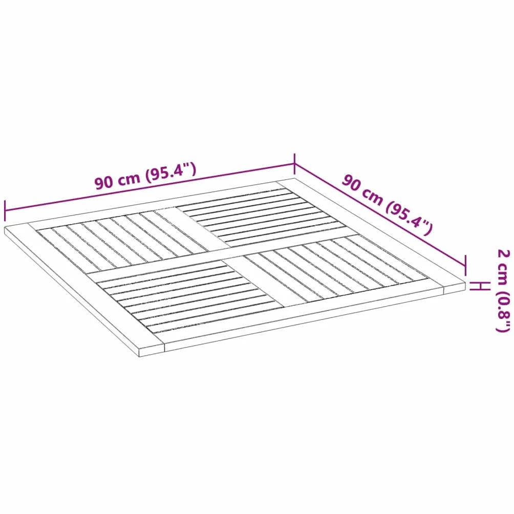 vidaXL Tablero de Mesa Cuadrado Madera Maciza de Acacia 90x90x2,2 cm, Tablero de Mesa de Repuesto, Tablero de Madera, Tablero de Repuesto