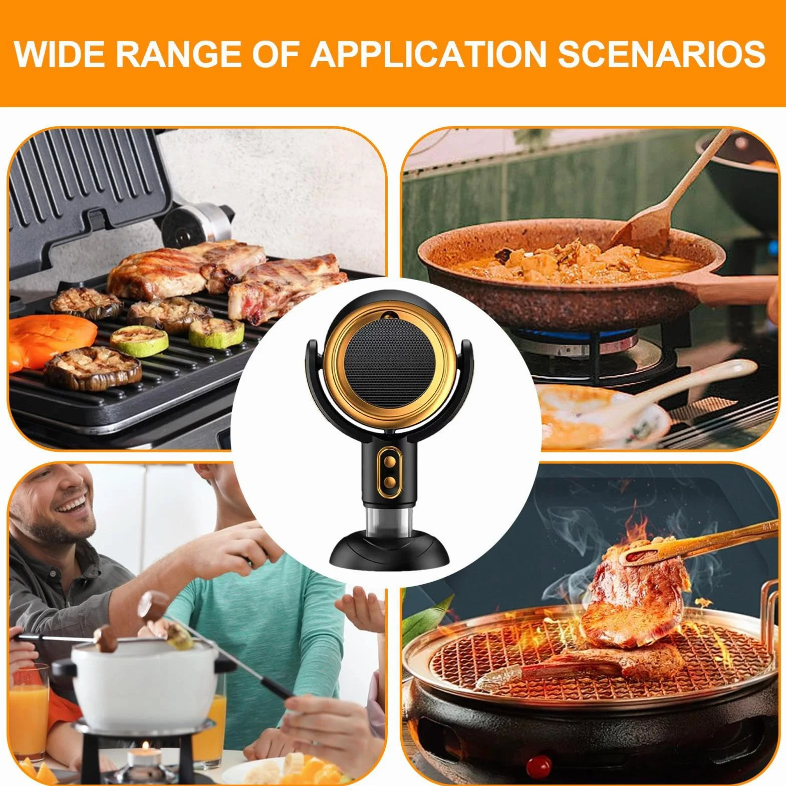 Portable Range Hood Desktop Cooking Ventilation Extractor Mini Kitchen Air Filter Fan USB Rechargeable Two Speed Adjustment Quiet Operation