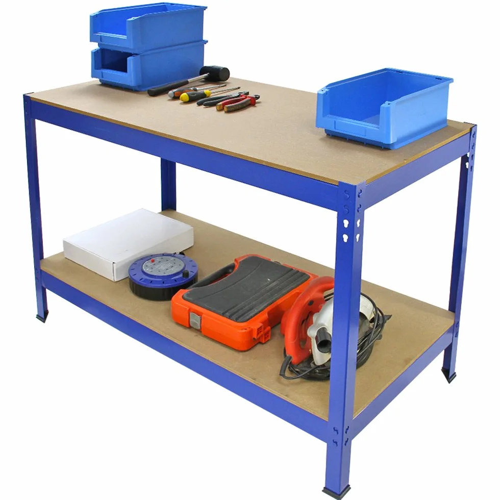 Mesa de Trabajo Metálica Q-Rax de Acero Sin Tornillos 120cm x 60cm x 90cm Banco de Trabajo Metálico