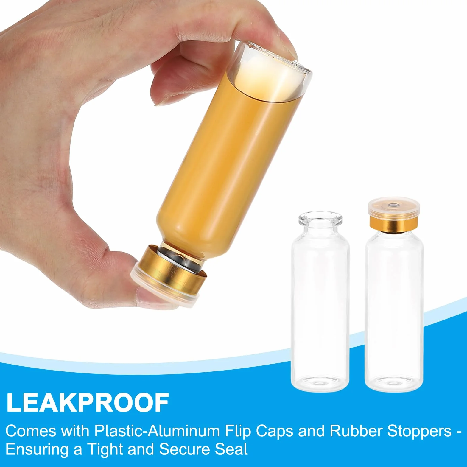 PATIKIL Juego de 12 Viales de Muestra de Vidrio de Borosilicato 30 ml con Tapa de Aluminio y Tapón de Goma Chapado en Oro para Almacenamiento