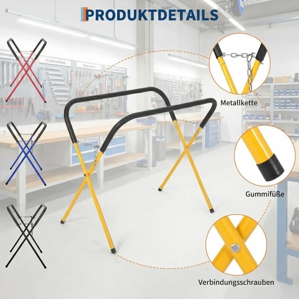 Soporte de trabajo plegable de 340 kg de capacidad de carga – Soporte de banco de trabajo plegable para parachoques y capó – Soporte portátil de montaje y reparación para garaje y taller