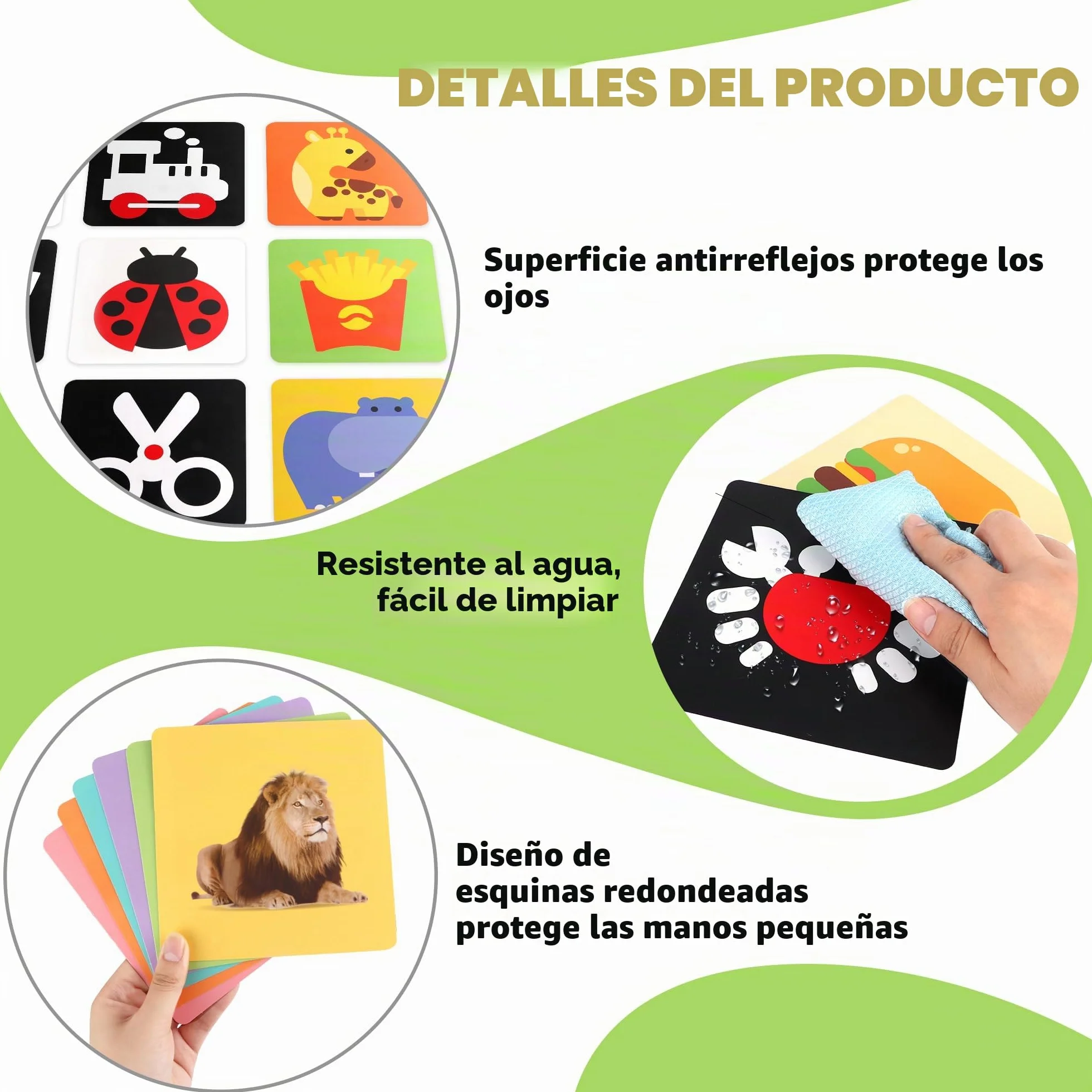 Tarjetas de Estimulación Visual Bebé 80 Piezas Blanco y Negro Alto Contraste 0-36 Meses