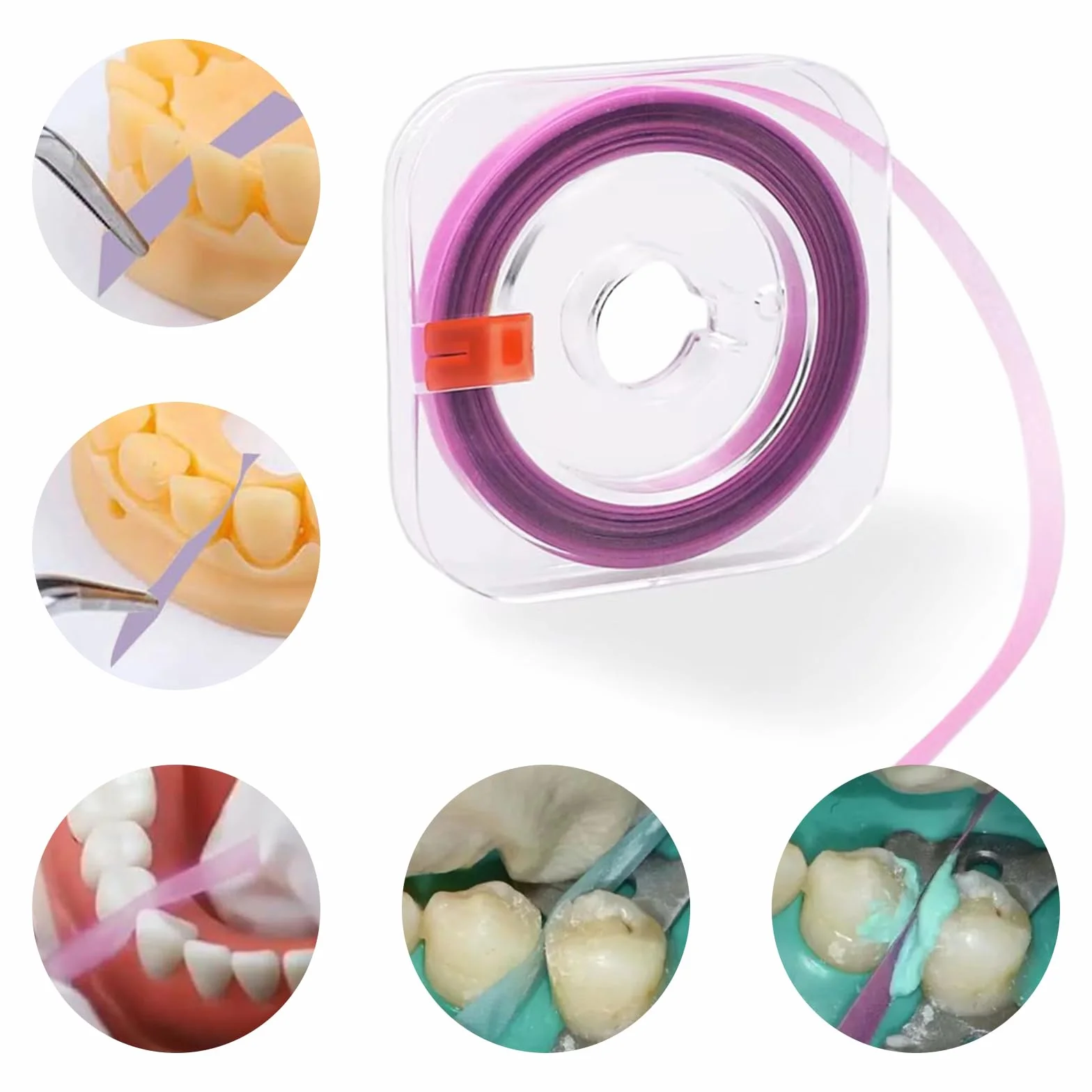 Papel de Lija Dental Morado, Tiras de Pulido Dental Doble Cara 4 mm x 6 m
