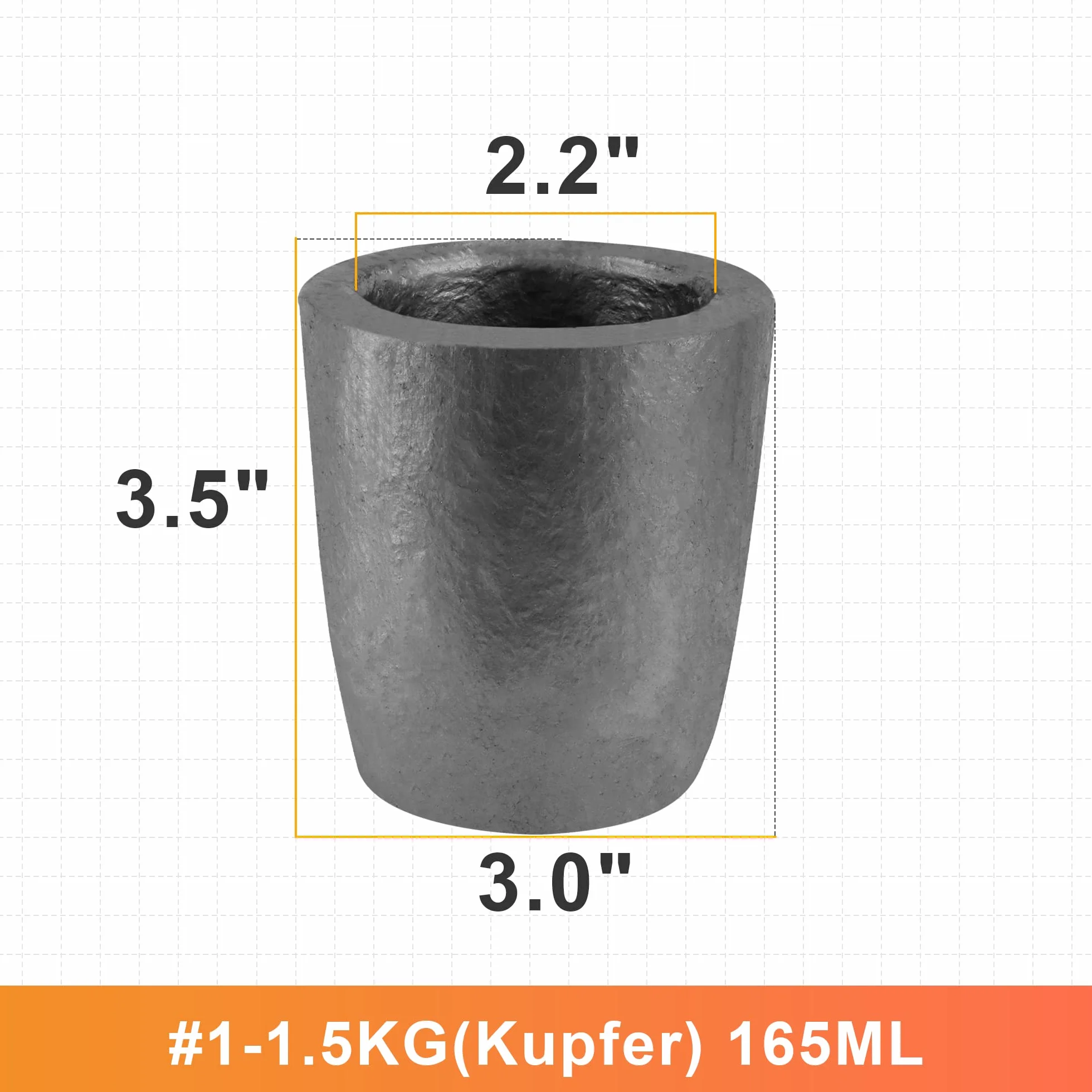 Crisol de grafito de carburo de silicio para fundir metal 1800°C 1.5kg aluminio oro plata cobre