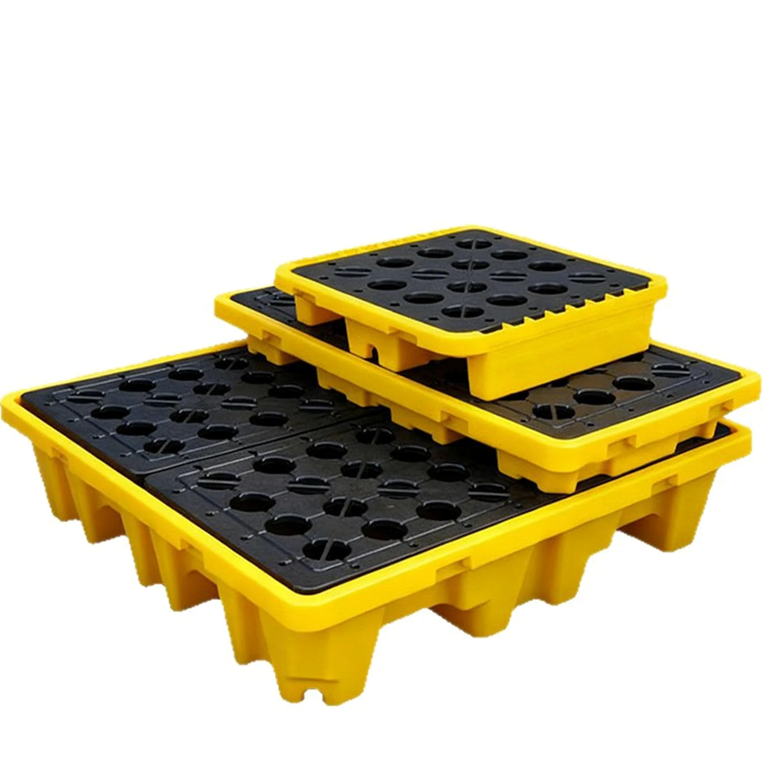 Plataforma Modular Antiderrames para Líquidos Industriales Sistema de Contención para Bidones y Tanques Base de Seguridad con Rejilla de Drenaje para Taller y Almacén 36x49.5x10.5cm