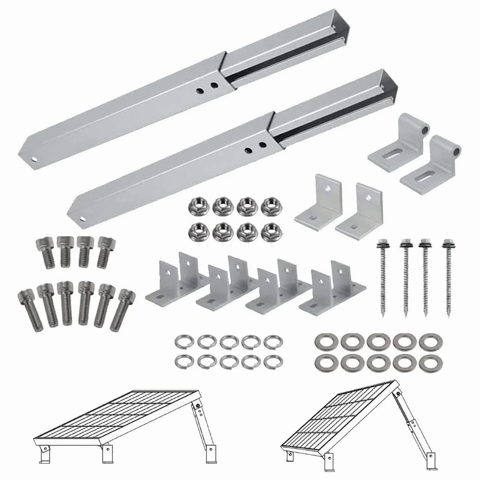 Kit de Montaje para Paneles Solares Estructura Ajustable de Aleación de | Kit Montaje Techo Paneles Solares con Ángulo Ajustable 15-30 Grados Para Exterior Techo Suelo