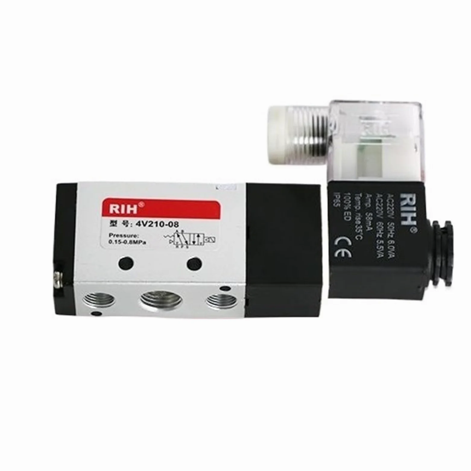 Electroválvula neumática de cinco vías y dos posiciones 24/220 V 4V210-08(4V310-08 * 24V)
