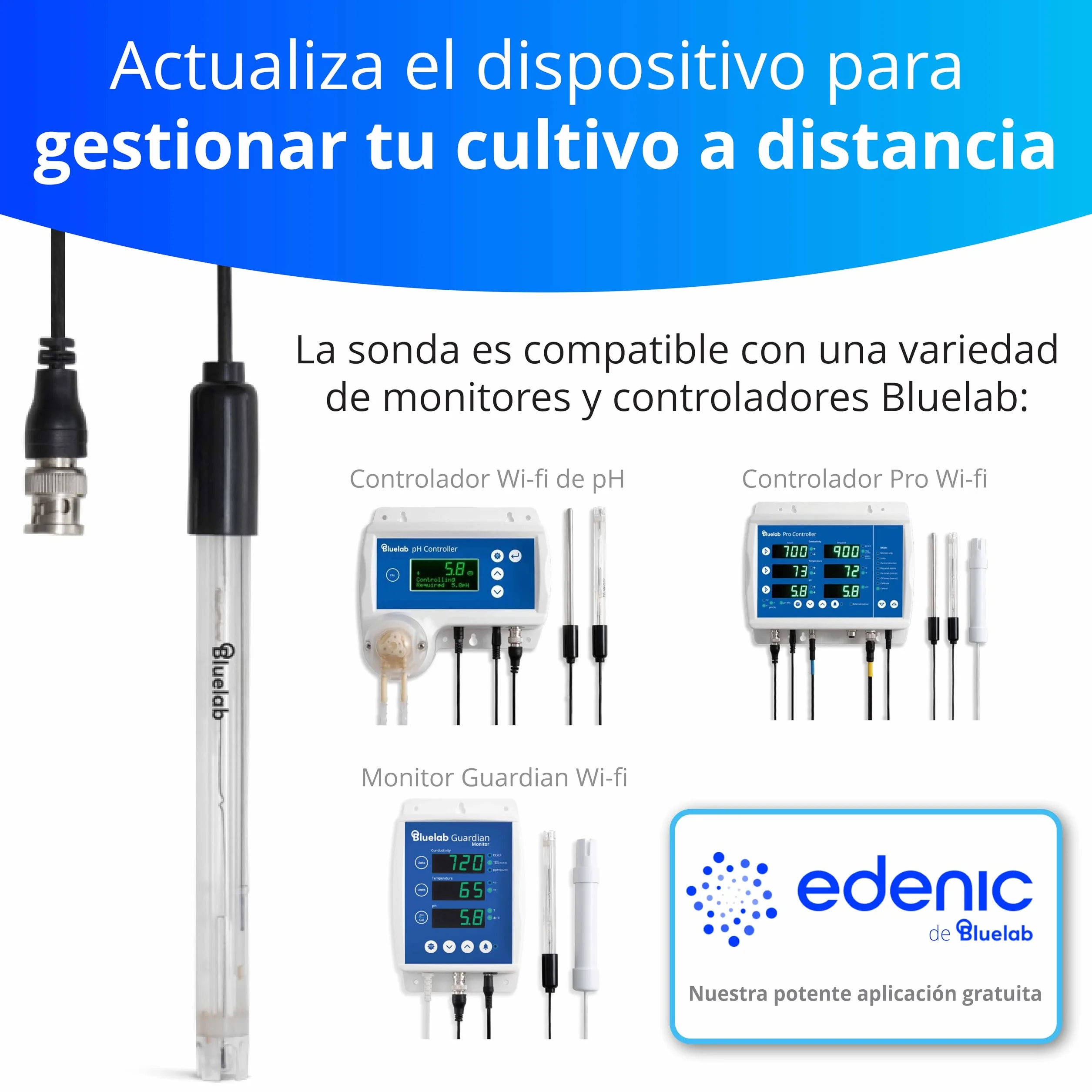 Bluelab PROBPH Sonda de pH electrodo repuesto BNC doble conexión