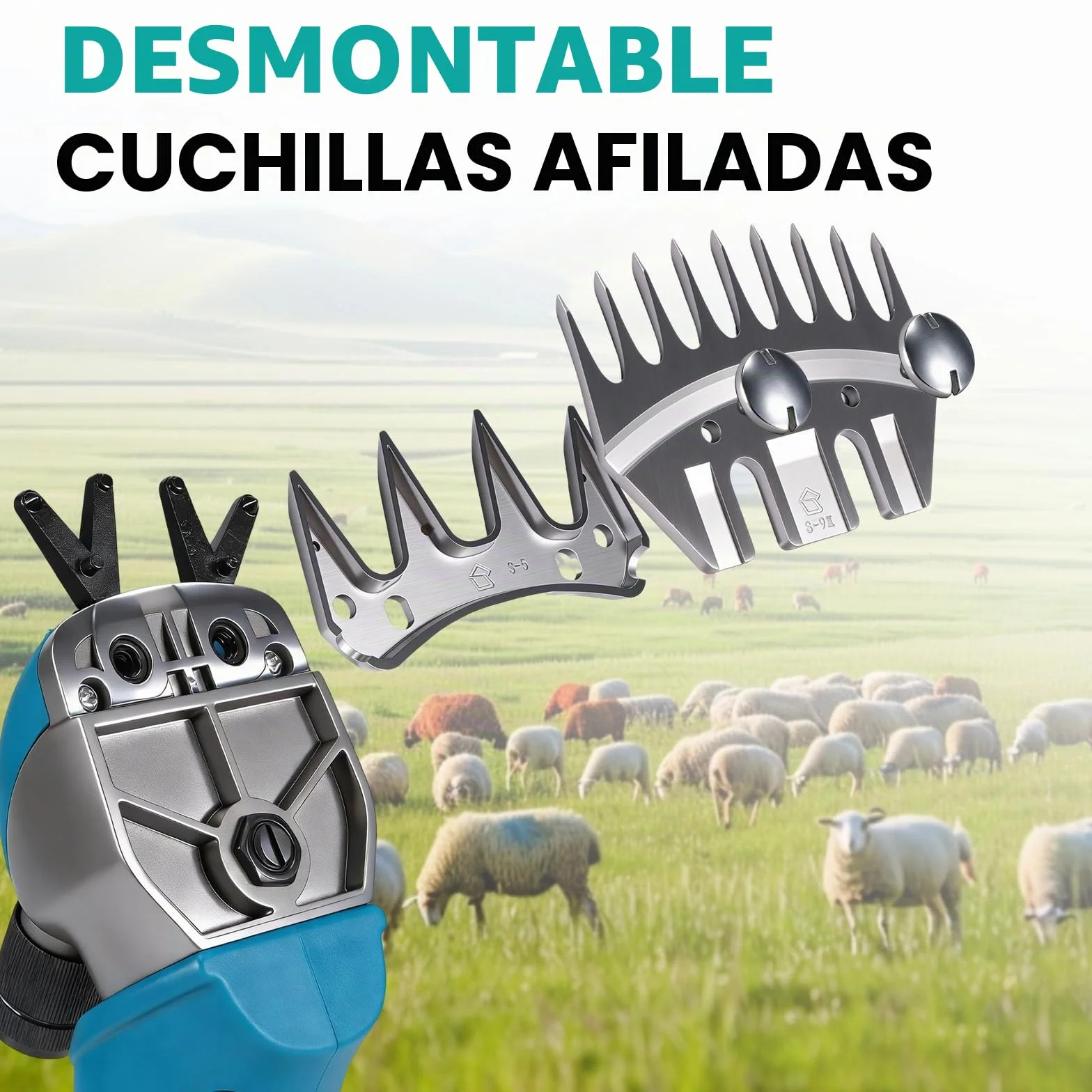 Yofidra Esquiladora de ovejas inalámbrica de 800 W - Esquiladora eléctrica con motor sin escobillas, 3000 RPM, 2 baterías de 3000 mAh, garra ajustable, ideal para ovejas, alpacas y cabras, azul