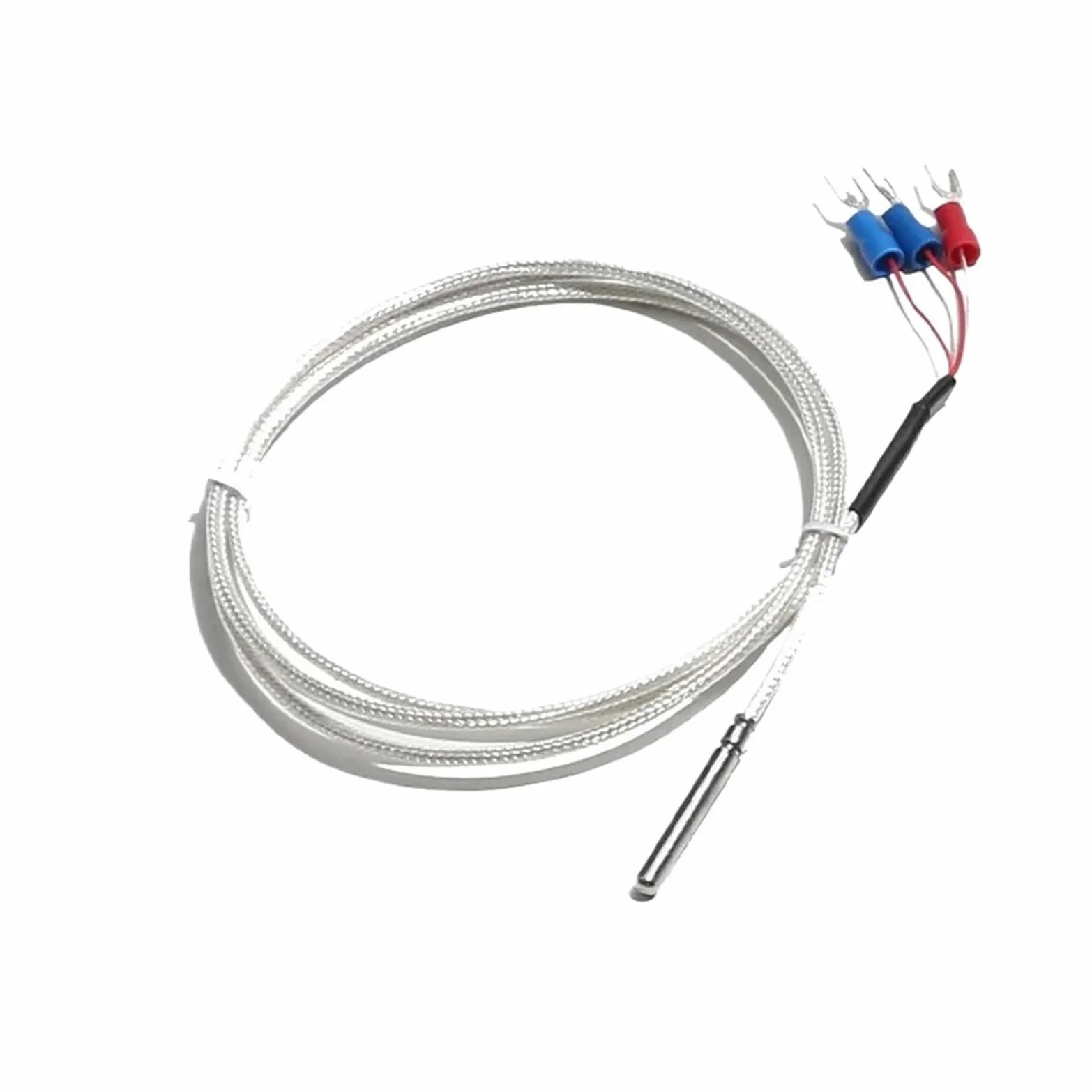 Termistor de sonda de medición de temperatura PT100 termopar 4x30MM con conector de 3 terminales Cable PTFE 1M 2M 3 4 5M(5M Cable Length,B Level 0.3mm)