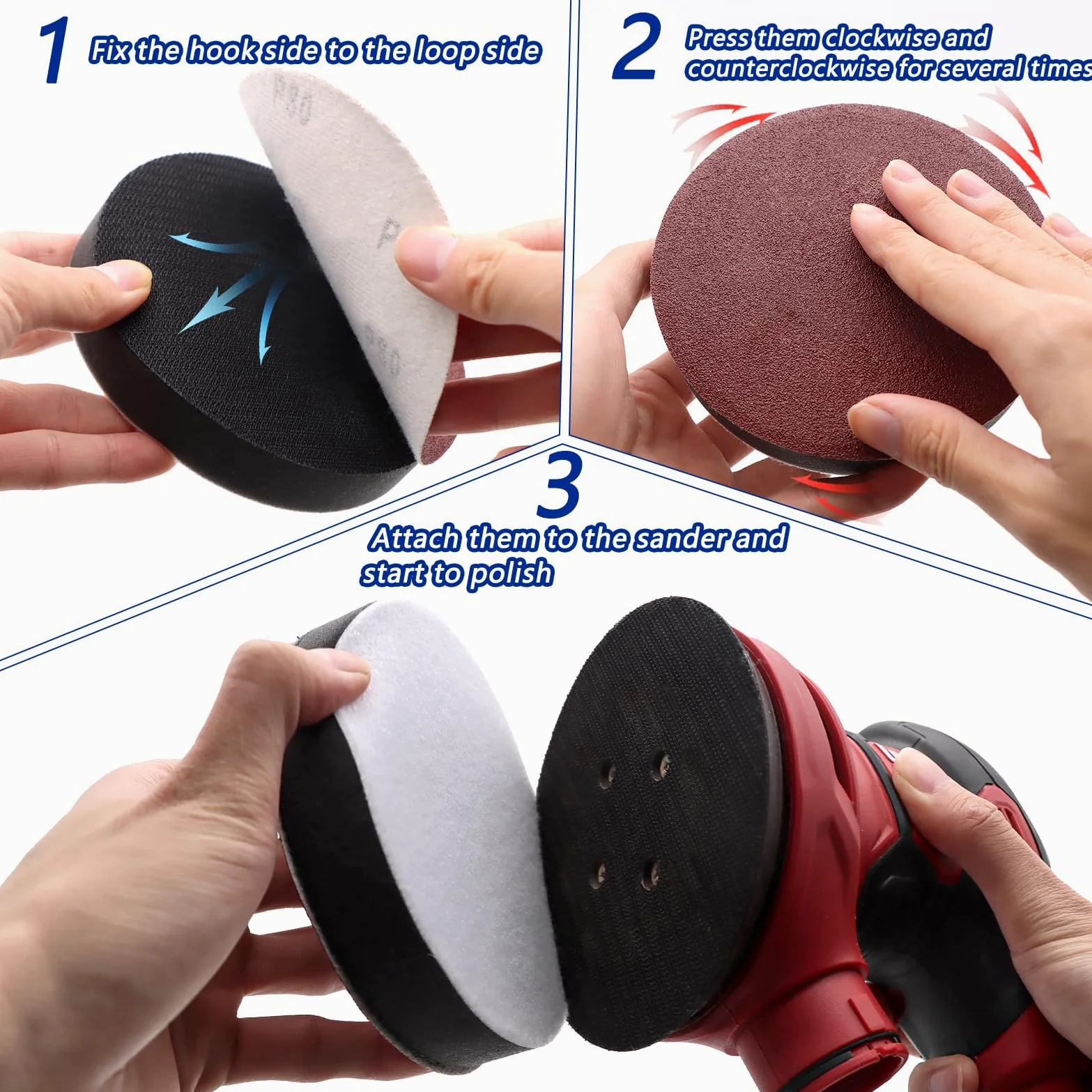 Paquete de 6 almohadillas de interfaz, almohadillas de espuma de 5 pulgadas con gancho y bucle, almohadilla de respaldo de esponja de densidad suave, almohadillas de interfaz de lijado de