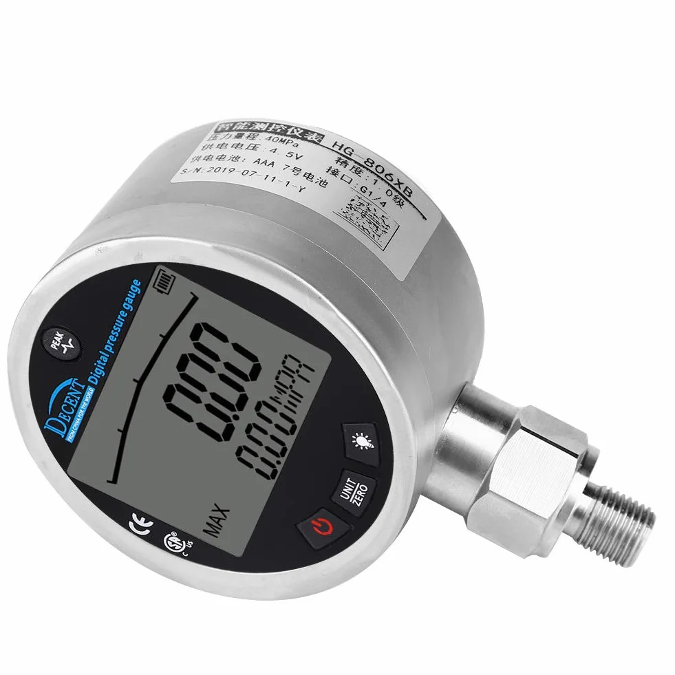 Manómetro digital de presión hidráulica, Medidor digital 400BAR 0-40Mpa 10000PSI con conector G1/4 Instrumento de Medición de Presión para Diferentes Aplicaciones Industriales
