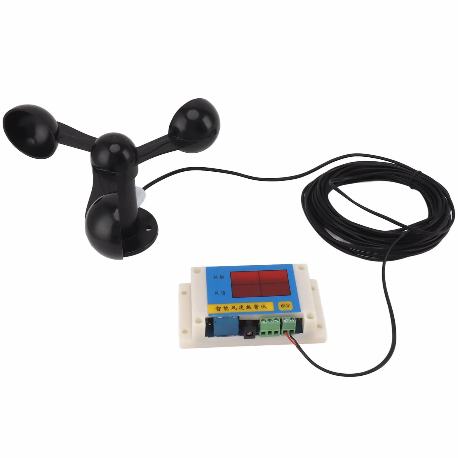 Anemómetro digital con sensor de velocidad del viento y alarma impermeable USB 5V para exteriores