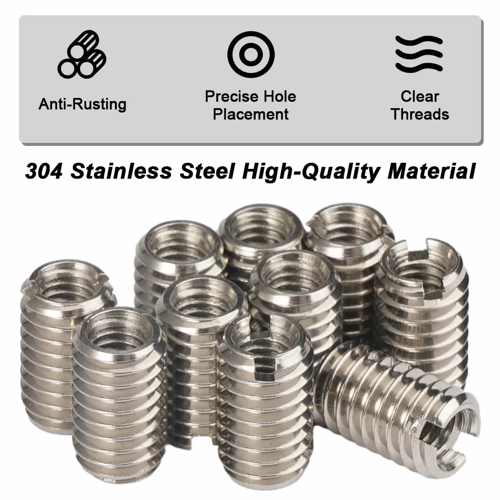 WHC 10 Piezas Insertos Roscados M4 x 0.7mm Hembra y M6 x 1.0mm Macho, 10mm, Acero Inoxidable Autorroscante