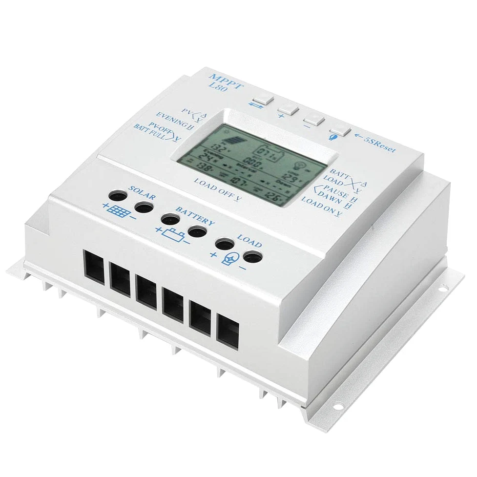 Hyuduo Controlador de Carga Solar MPPT 80A, Tecnología MPPT Avanzada, Control Inteligente, Protección contra Subtensión de Batería, Compatible con Inversores de Energía Eólica Solar