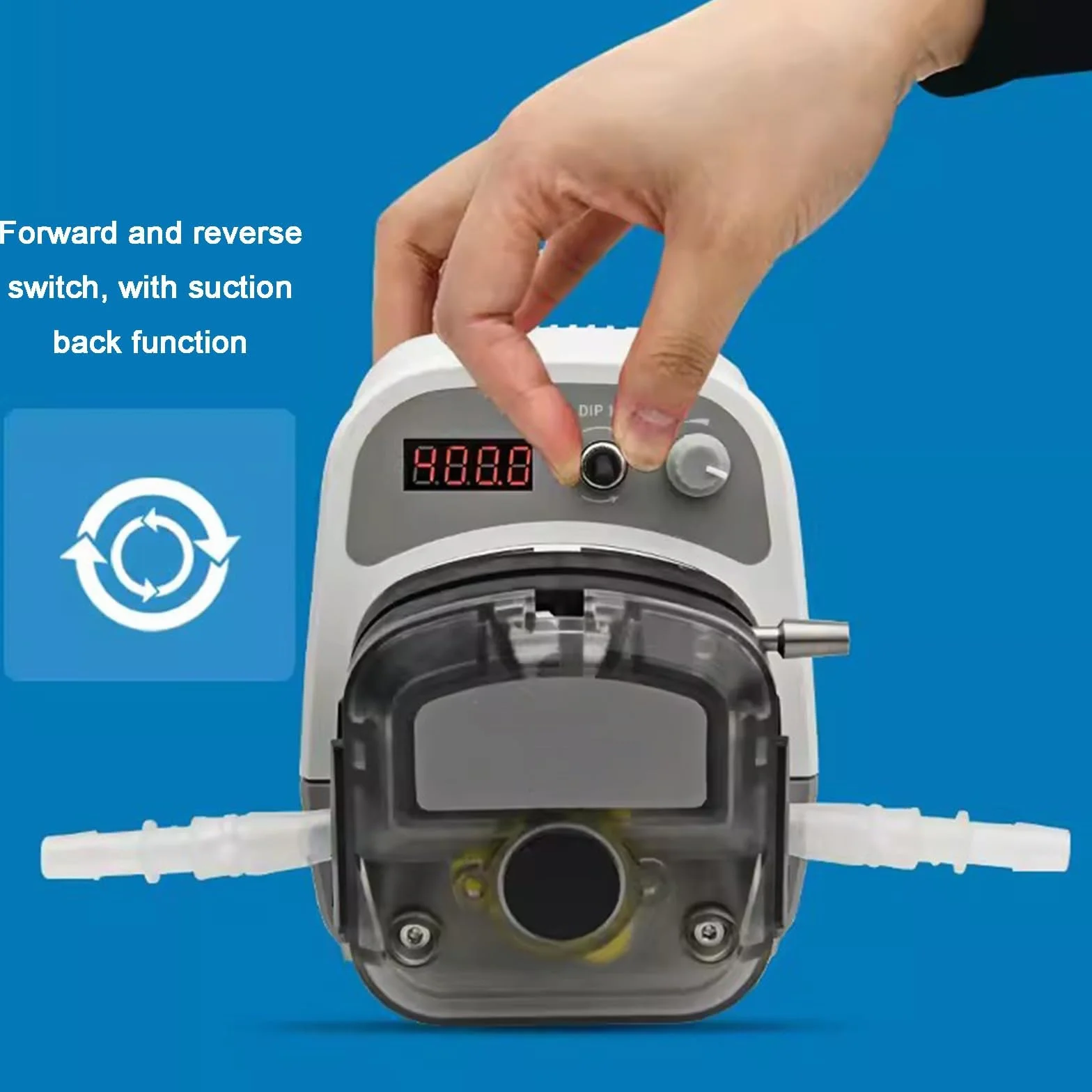 Bomba Peristáltica Inteligente, Bomba Dosificadora De Líquidos De Laboratorio, con Pantalla Digital, Interruptor De Avance Y Retroceso, Caudal 1500 Ml/min, Admite Succión Trasera