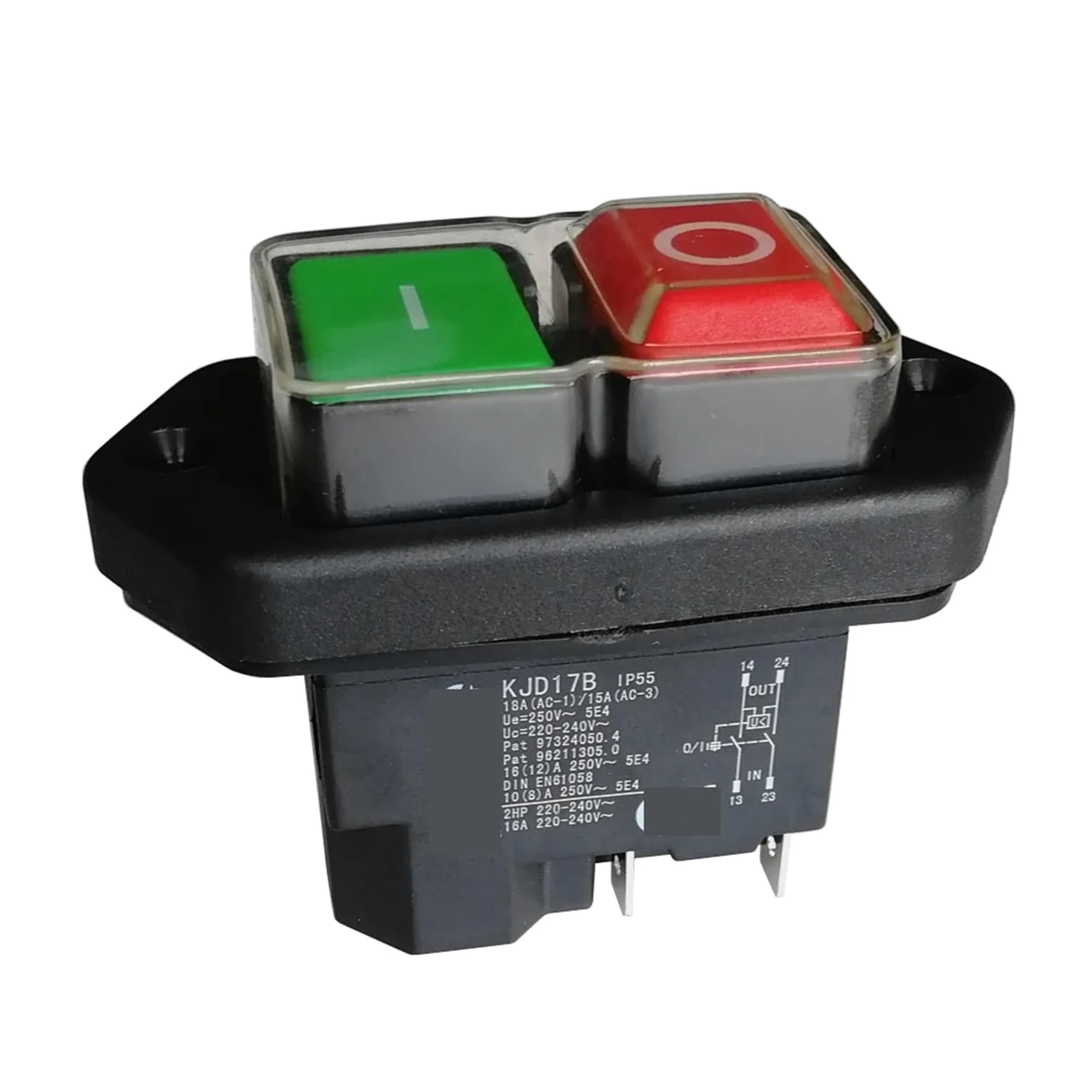 Emergency Stop Switch KJD17B/220V 16(12) A 4pin 5Pin IP55 Waterproof Pushbutton Switches Electromagnetic Push Button Switch(4pin) Controls Switches