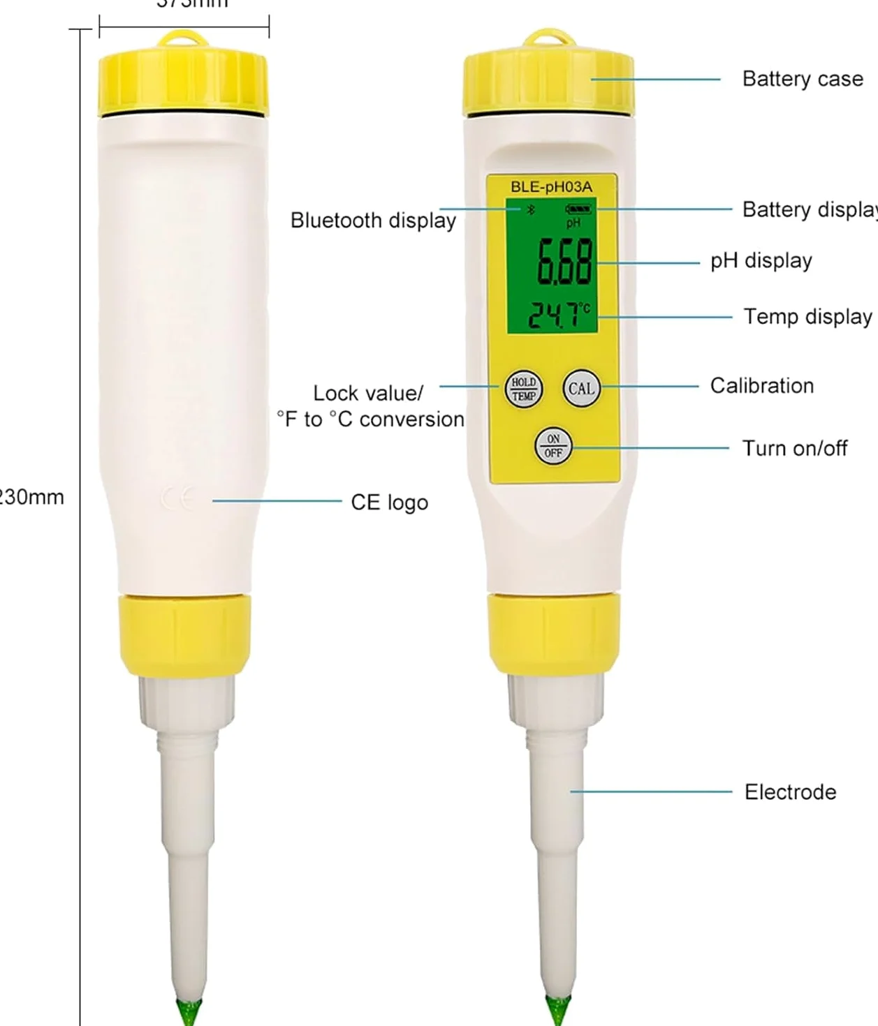 Genérico Medidor De Ph De Grado Alimenticio con Control Automático De Temperatura Y Resolución De 0