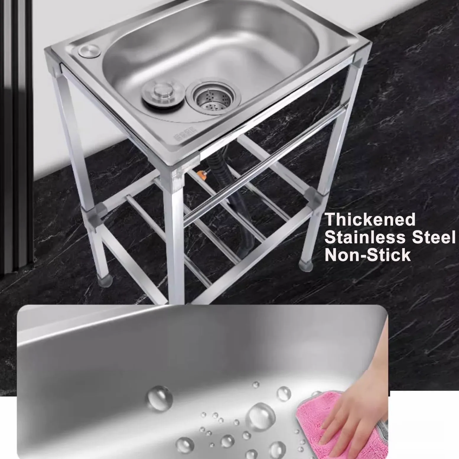 Cocina Fregadero Exterior Portatil Camping Acero Inoxidable Grifo Soporte 42