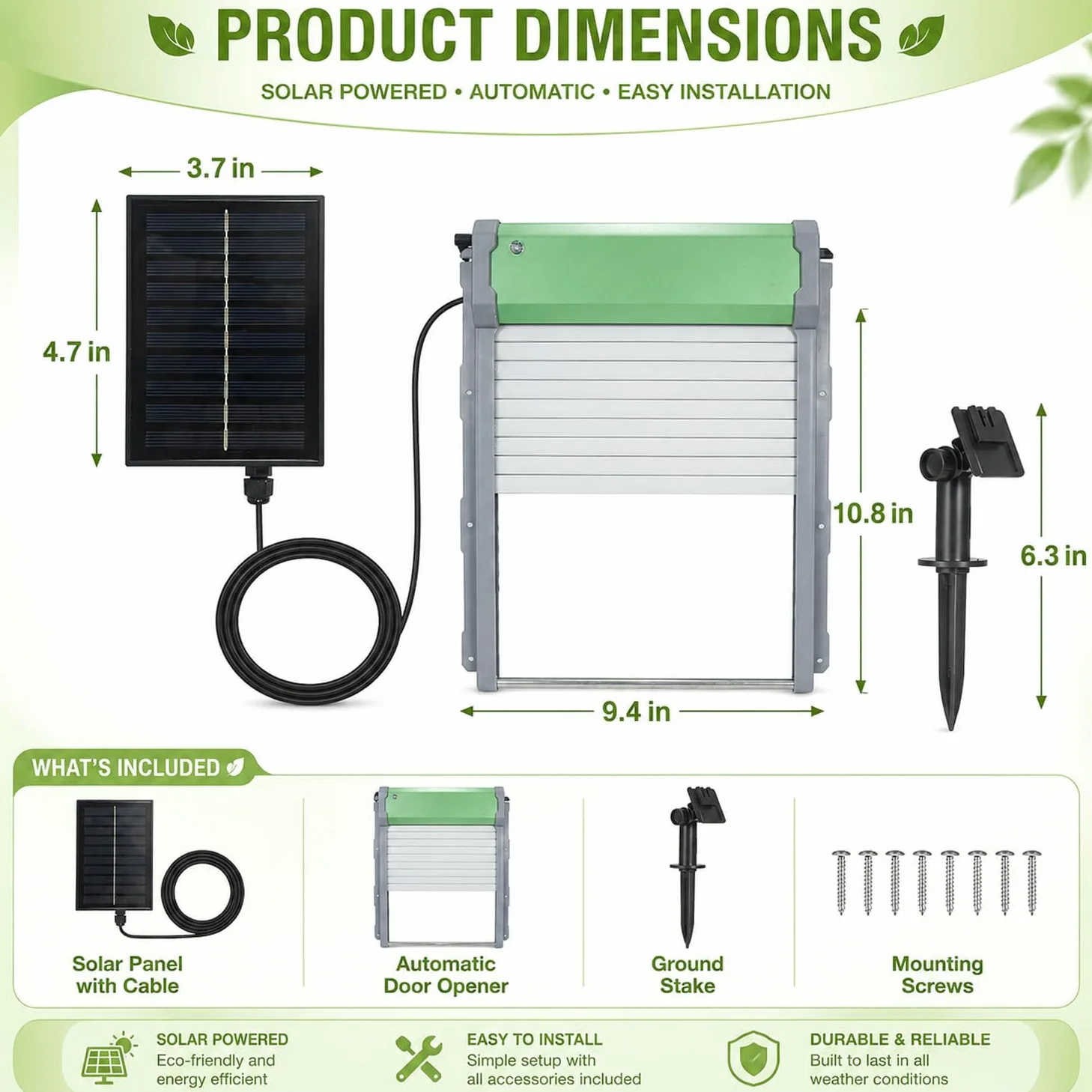 Puerta gallinero Solar autónoma Kit Completo Accesorios Montaje DIY | Puerta gallinero solar accesorios completos con guía ilustrada multilingüe para criadores principiantes de bricolaje
