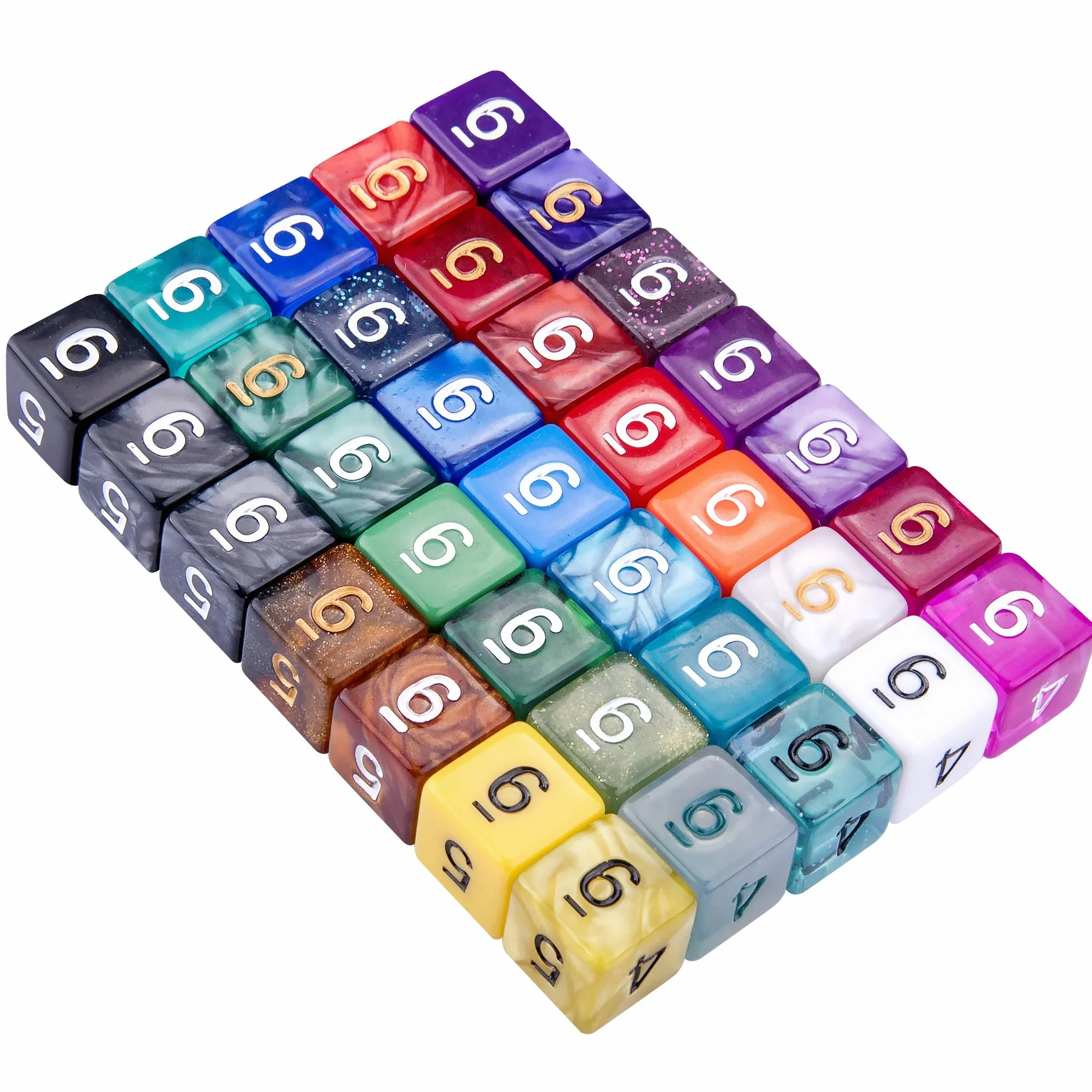 SIQUK 35 Piezas Dados Poliédricos 6 Caras para DND y Enseñanza de Matemáticas
