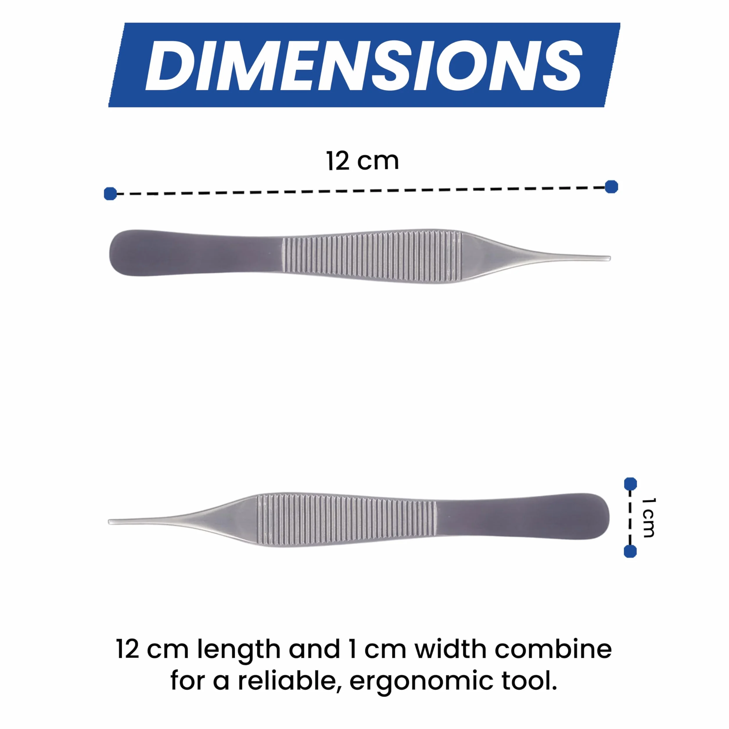 Pinza quirúrgica recta de acero inoxidable 430 punta dentada 12 cm