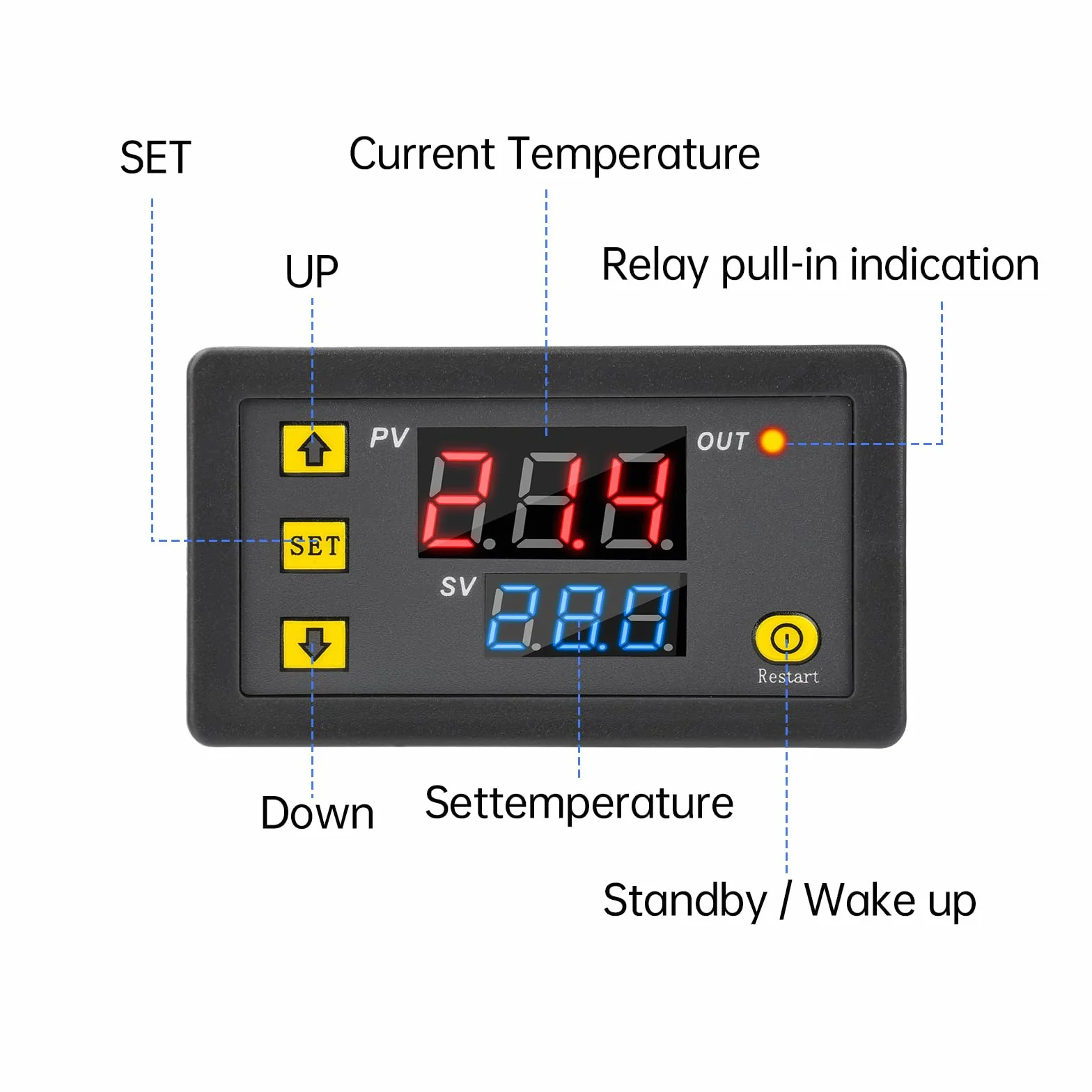 Aideepen W3230 Termostato digital 20A 12V Controlador de temperatura Refrigeración