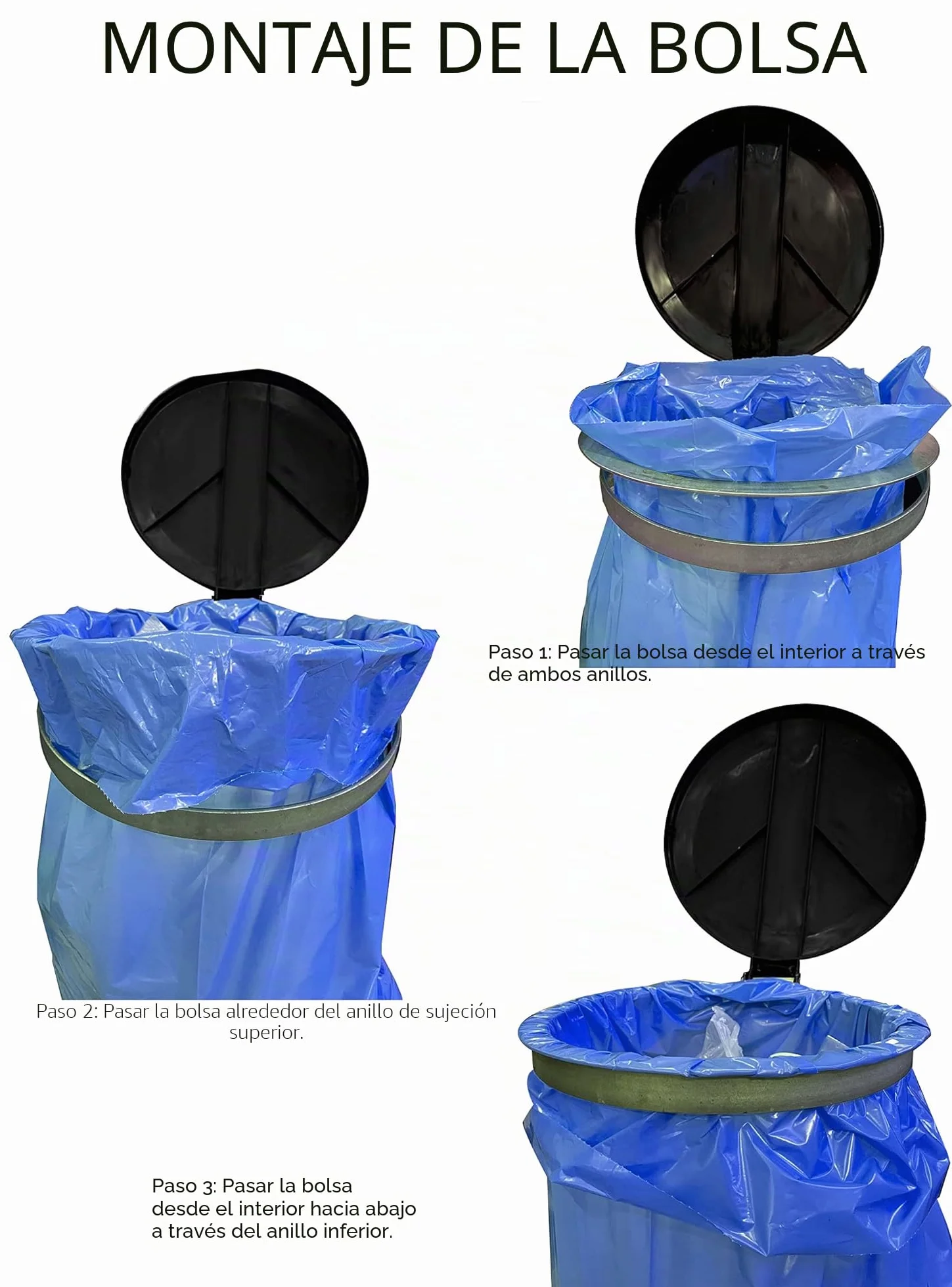 QUICK STAR Soporte para Bolsas de Basura con Tapa y 4 Ruedas | Porta Bolsas de Basura Metálico 120 litros | Robusto Acero Galvanizado | Bolsa Amarilla 120L | Contenedor de Residuos Móvil