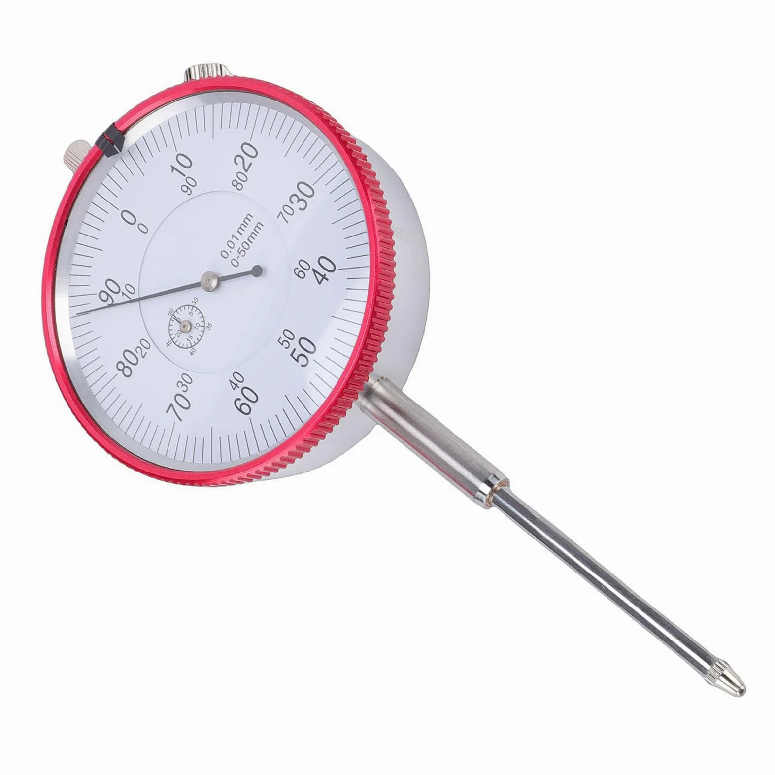 Bewinner Indicador de Dial de Puntero de Precisión de 0-50 Mm 0,01 Mm, Indicador de Prueba de Dial Mecánico con Punteros Dobles, Herramienta de Medición de Acero Inoxidable con Movimiento de Alta