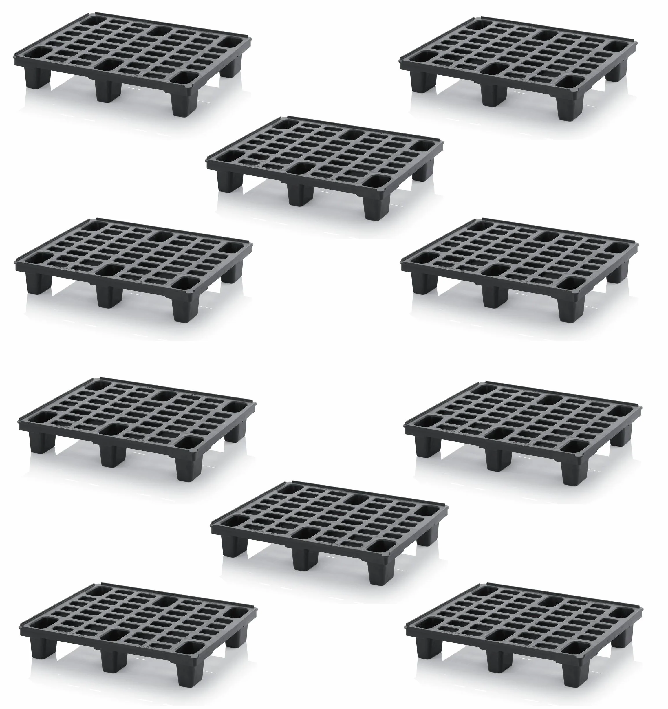 10x Leichtpalette 80x60 Kunststoffpalette im 1/2-Europaletten Maß inkl. gratis Zollstock * Halbe Palette, 10er Set