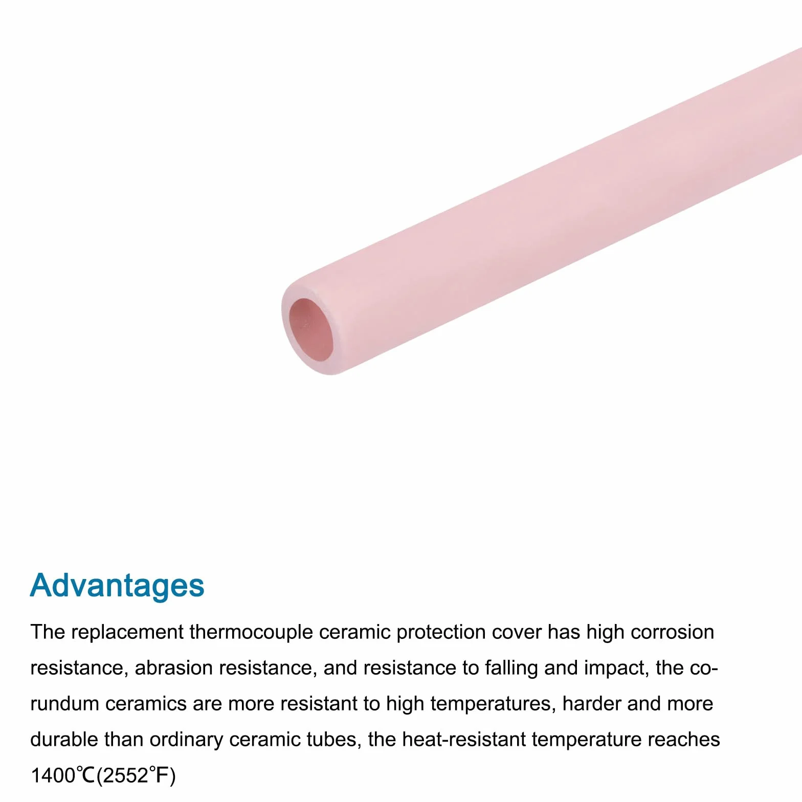 QUARKZMAN Tubo de Protección de Cerámica para Termopar 5x8x200mm Cubierta Rosa