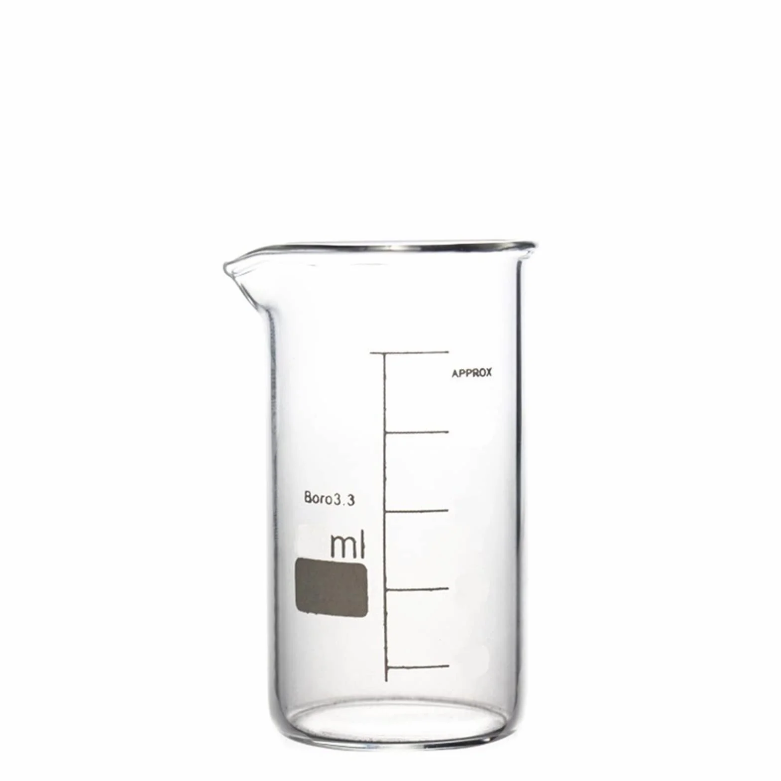 Vaso medidor de Vidrio de 400 ml con graduación Transparente, Forma Alta, de borosilicato 3.3, Resistente al Calor, de Vidrio Espesado, Paquete de 5 (tamaño: 400 ml) (Transparente, 400 ml)