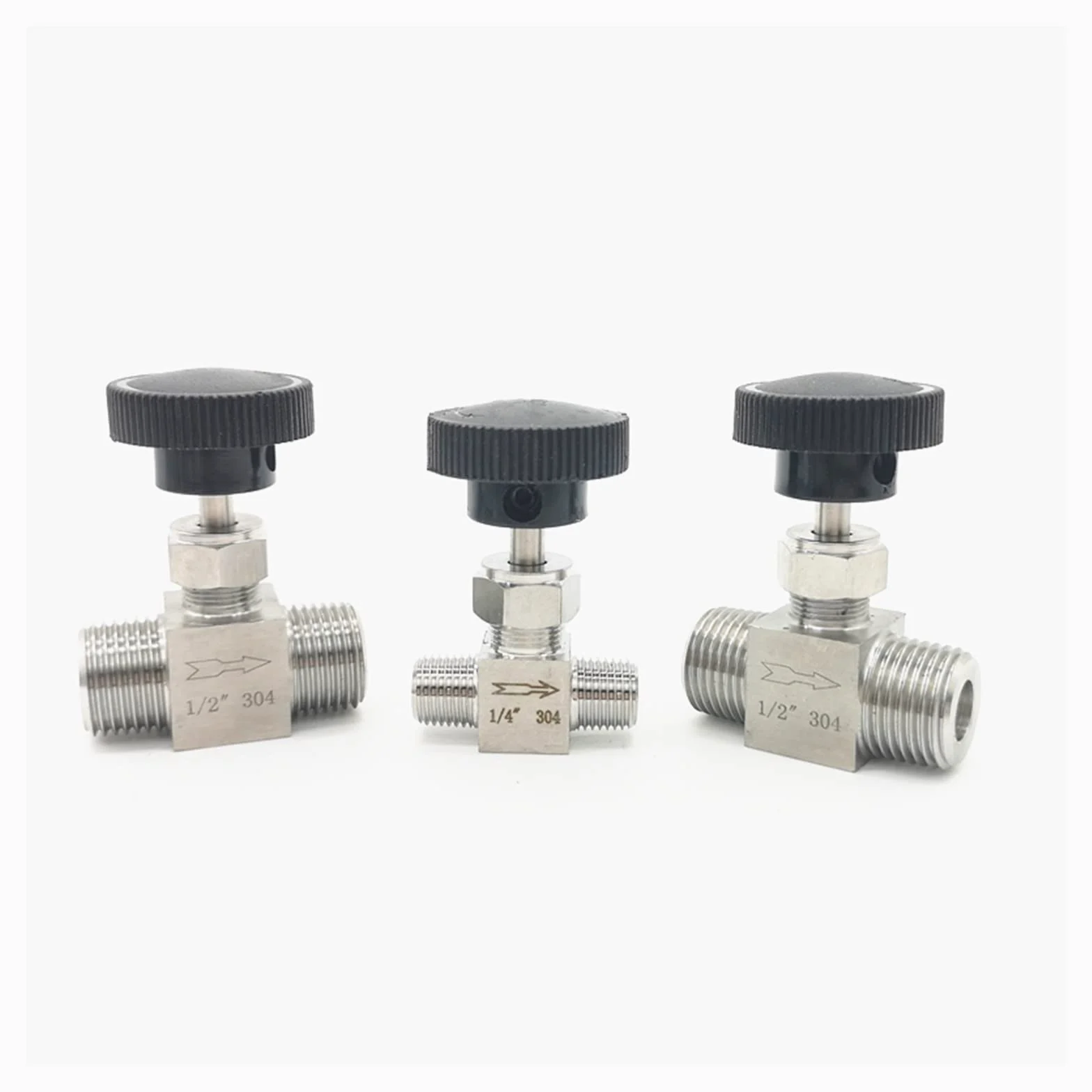 Válvula reguladora de caudal de acero inoxidable 304 - Rosca macho de 1/8", 1/4", 3/8", 1/2" - Válvula de globo for control de precisión (1 unidad)(1/2In)