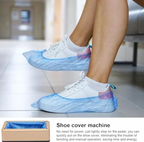 Dispensador de fundas desechables para zapatos con 100 fundas de plástico para el hogar, oficina, fábrica, laboratorio, hotel, protección cómoda e higiénica del calzado