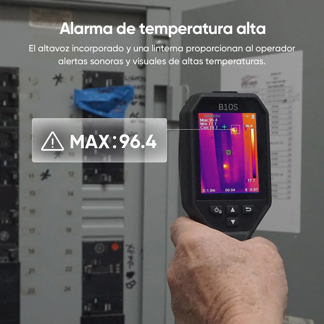 Cámara térmográfica HIKMICRO B10S con resolución IR 256 x 192, con cámara visual de 2MP, cámara de imagen térmica para inspección del hogar, 25 Hz, LCD de 3,2" Resolución 640 × 480, IP54, -20°C~550°C