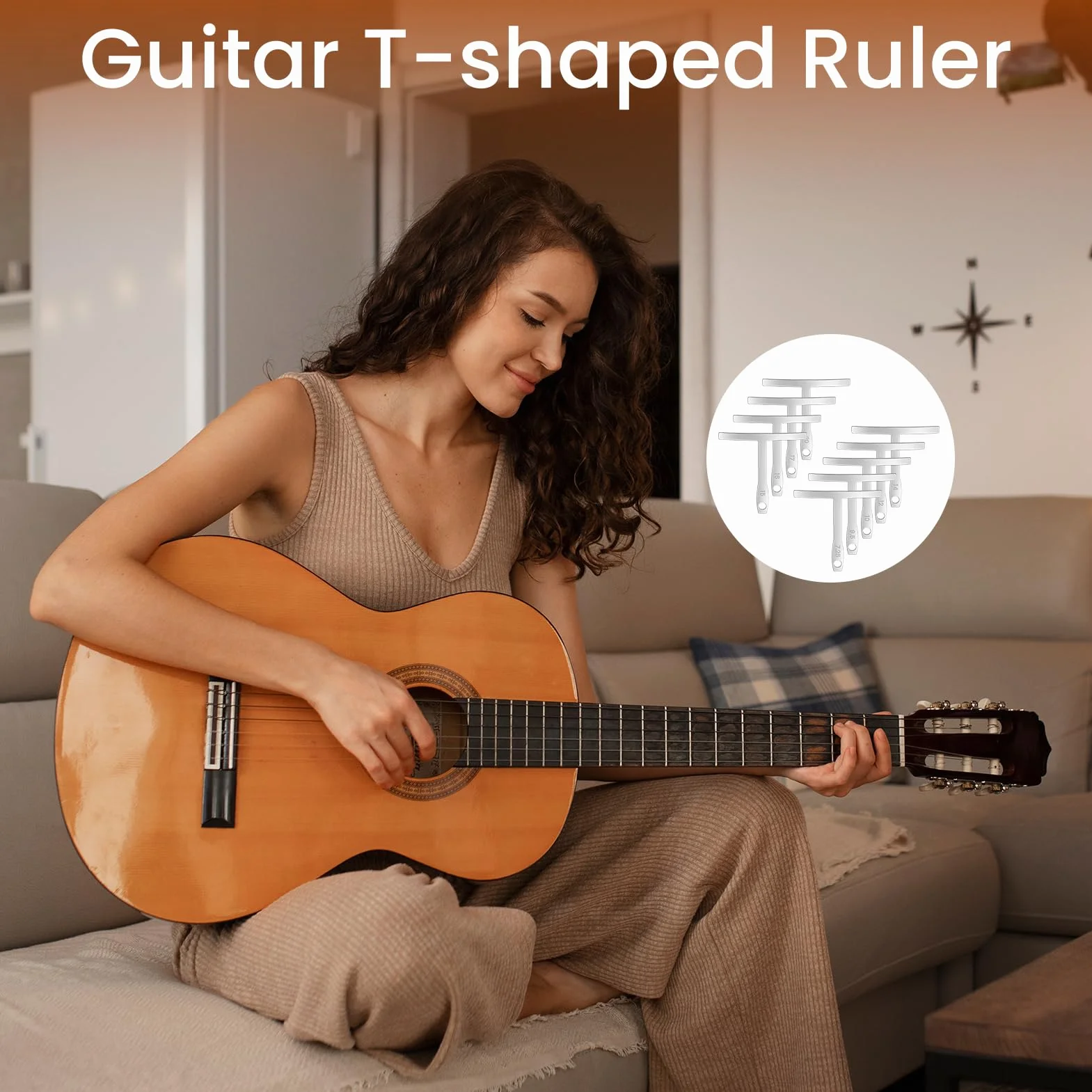 Juego de 9 Galgas de Radio para Guitarra y Bajo, Medidor de Precisión 7.25" a 20", Herramienta Profesional para Luthier