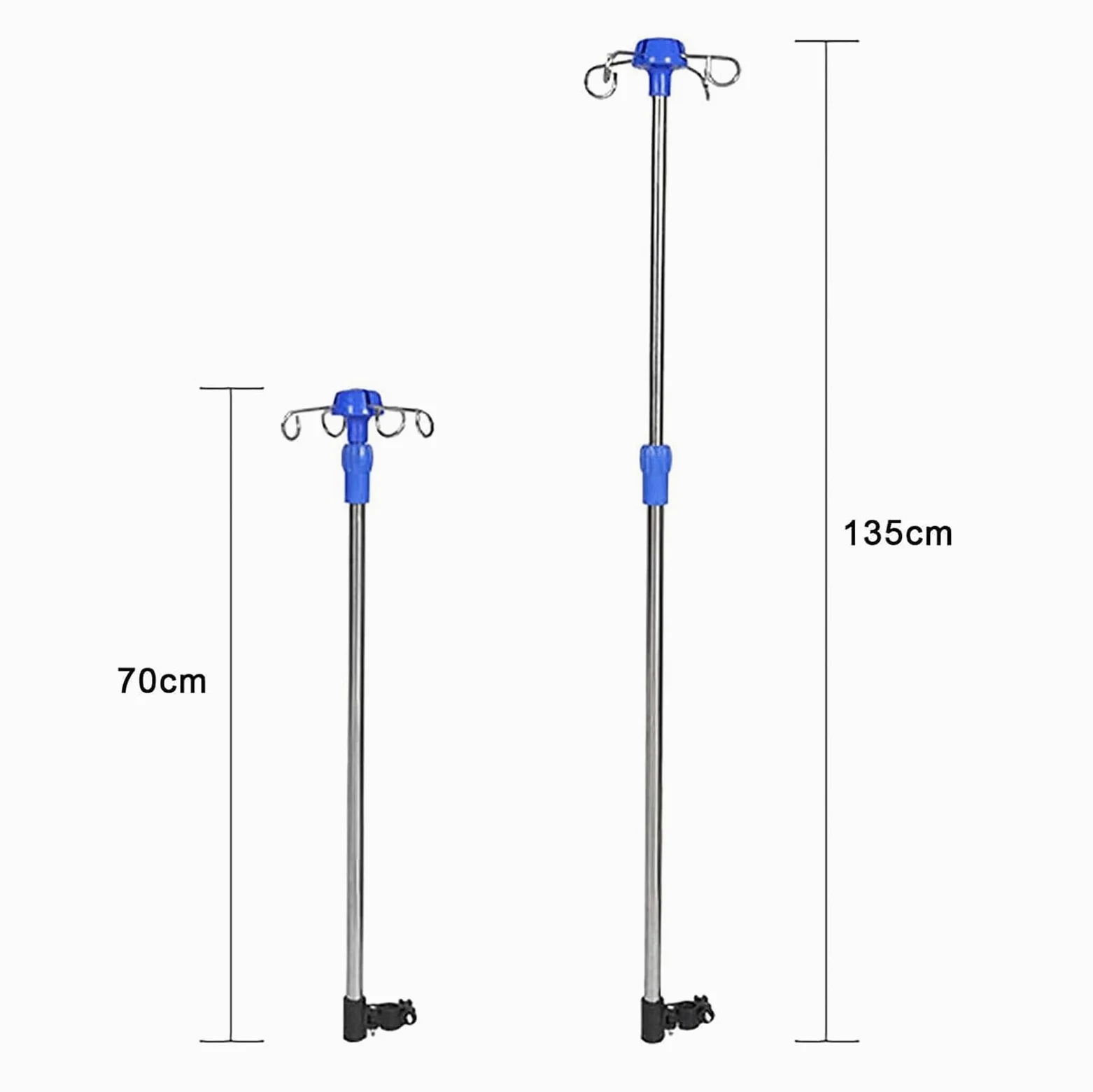 Soporte IV de Acero Inoxidable para Silla de Ruedas, Soporte para Bolsa IV, 4 Ganchos, Soporte para infusión Ajustable en Altura, 2 uds.