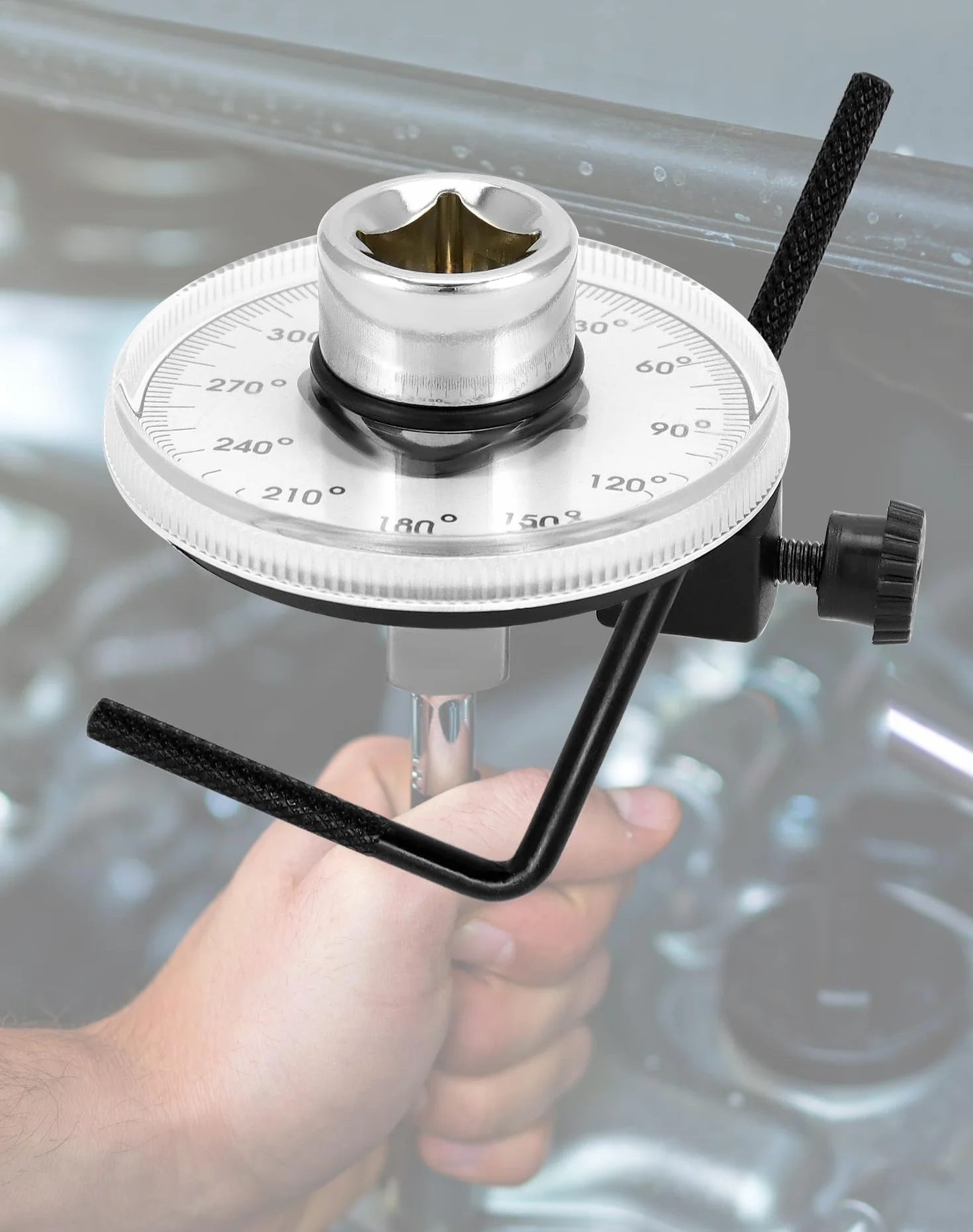 QWORK Medidor ángulo de torque 1/2" (12,5 mm) 360 grados para mecánicos automotrices
