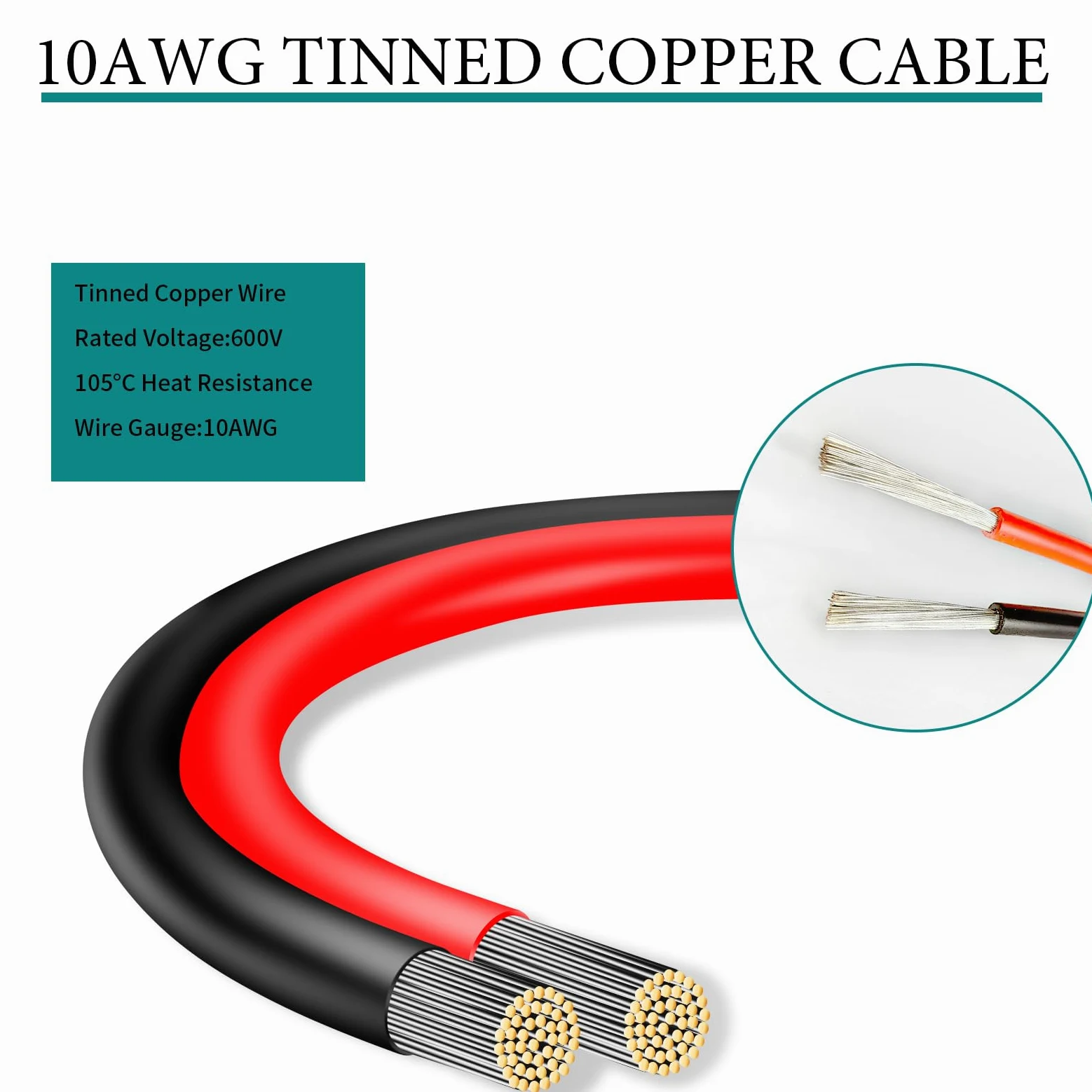 Cable de cobre estañado XT60i de 10 AWG a conector de panel solar, cable de extensión de 50 pies – Cable solar a XT60i resistente para baterías RC, drones, sistemas de energía solar y aplicaciones de