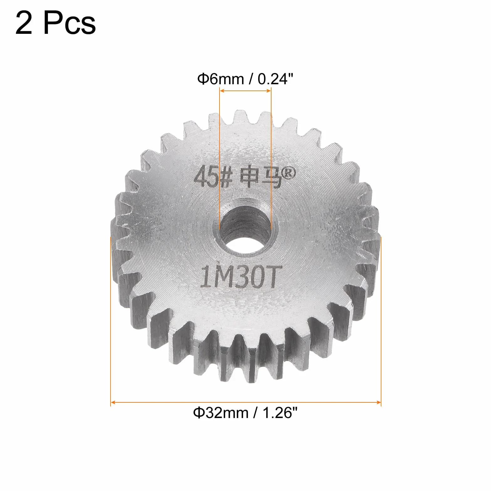 Recta Engranaje 12mm Interior Apertura 30T 1 Módulo Endurecido 45# Acero Diferencial Motor RC Repuesto