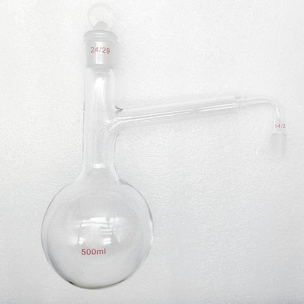 fondo redondo del frasco destilado de vidrio de si Matraz de destilación de vidrio de borosilicato de 500 ml, fondo redondo plano, 24 x (14-24) mm(Round bottom 24x19)