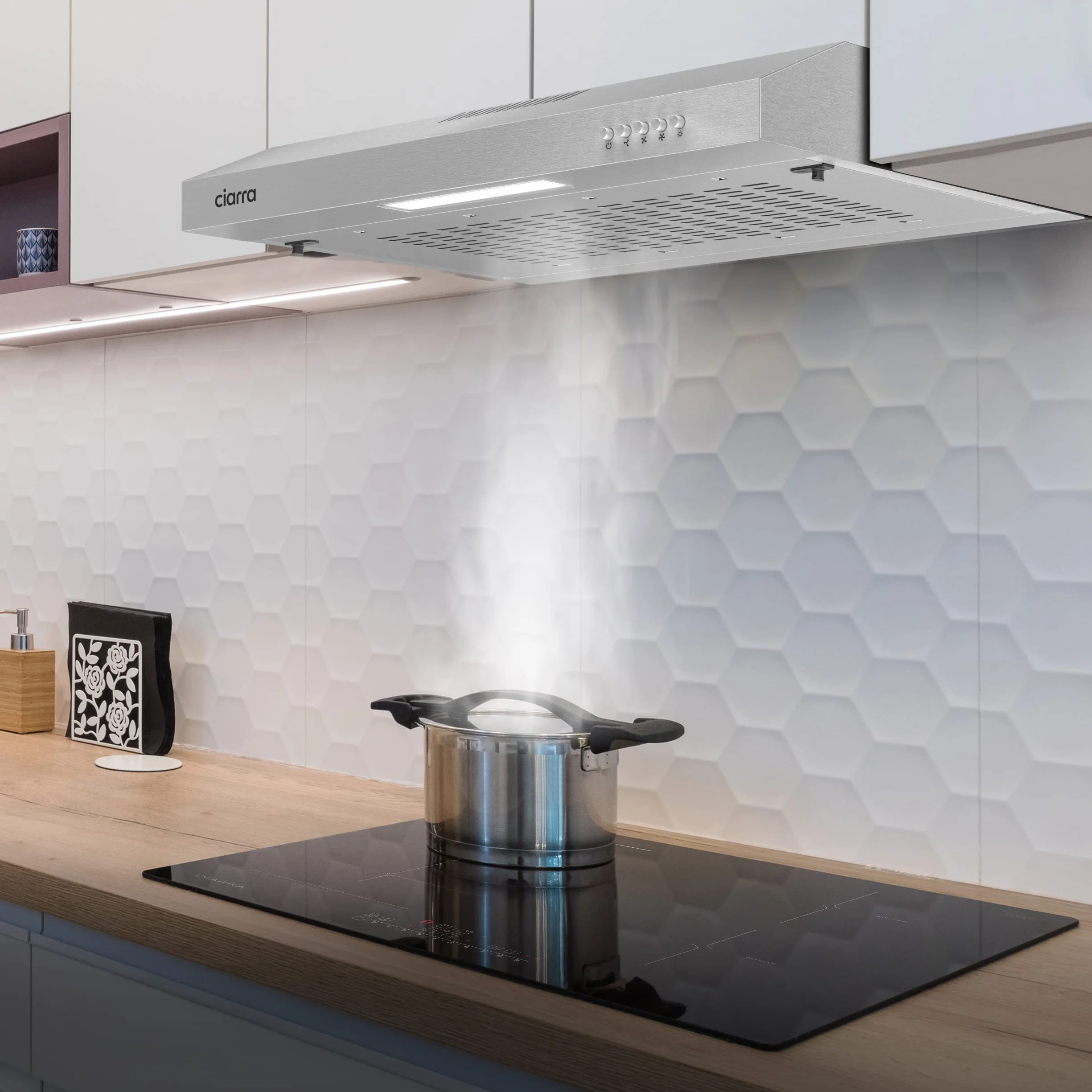 CIARRA CBCS6903 Campana Extractora 60cm 220m³/h 75W 3 Velocidades Filtro Carbón