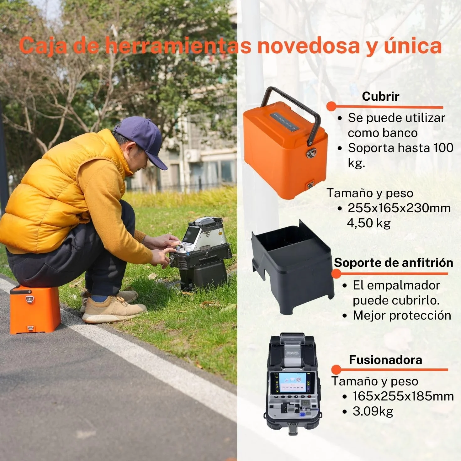 Fusionadora de fibra óptica AI-10A con cuchilla eléctrica OPM VFL empalmador de fusión 4ta generación 7800 mAh