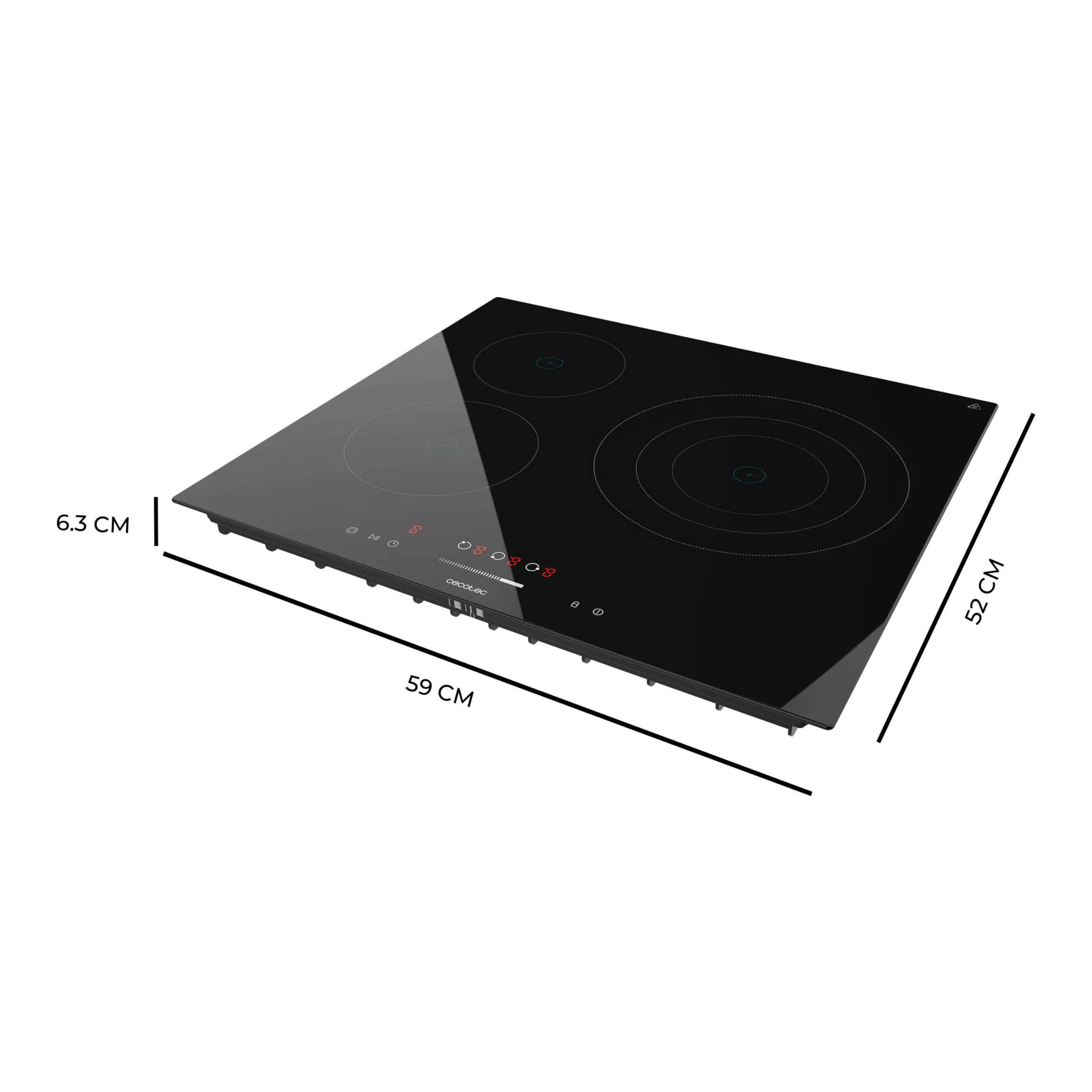Cecotec Bolero Squad V 3100 Placa Vitrocerámica 3 Zonas 5700W Control Táctil 9 Niveles Triple Anillo