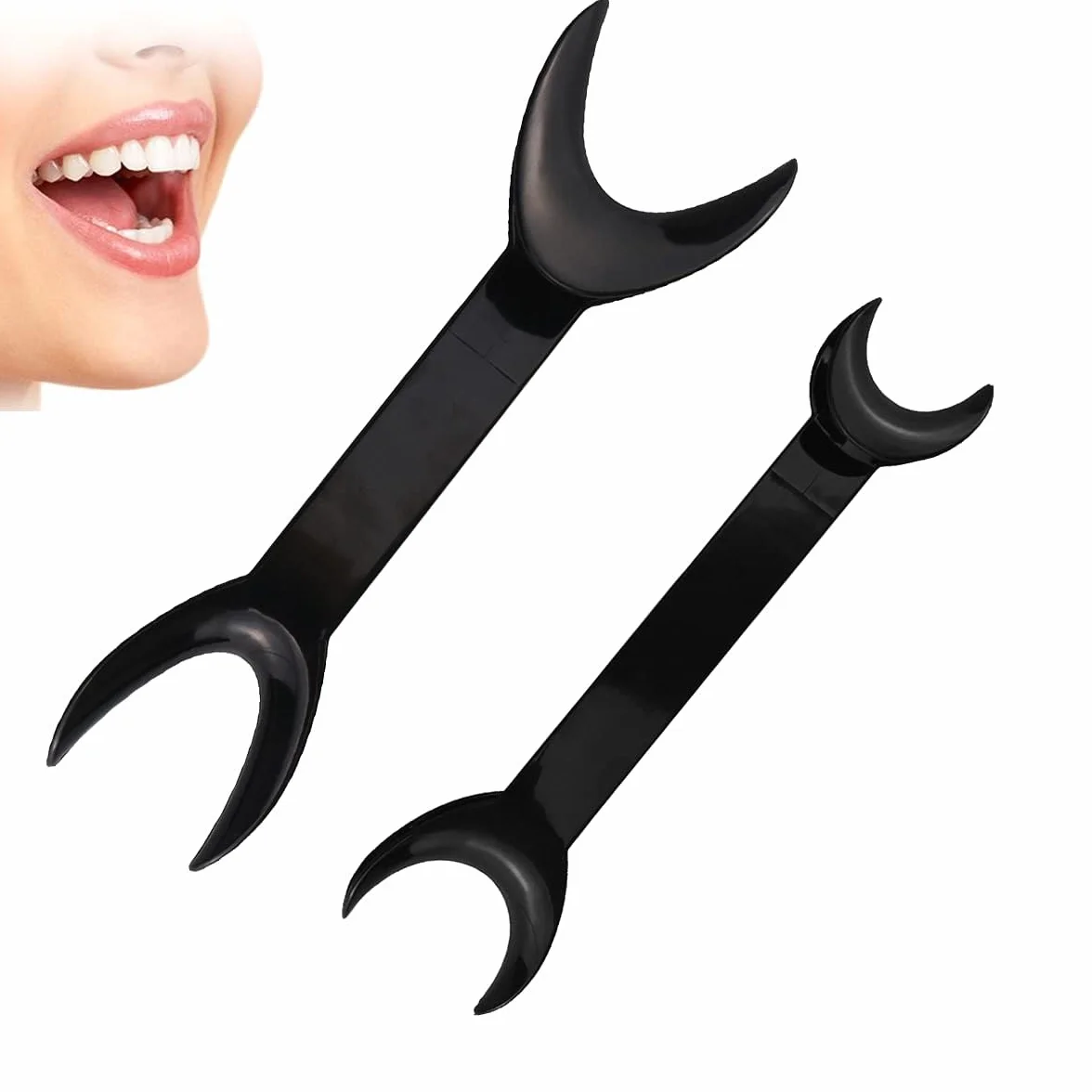 Paquete de 8 retractores de labios intraorales en forma de T negros, 4 abridores de boca de doble cabeza de tamaño grande + 4 de tamaño pequeño para blanqueamiento de dientes, herramienta de cuidado