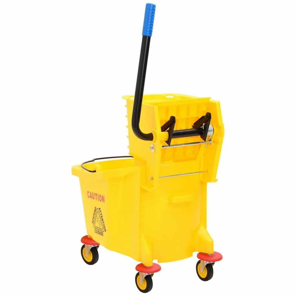 Cubo de fregona con escurridor y ruedas (36 L, PP, 36 L), color amarillo