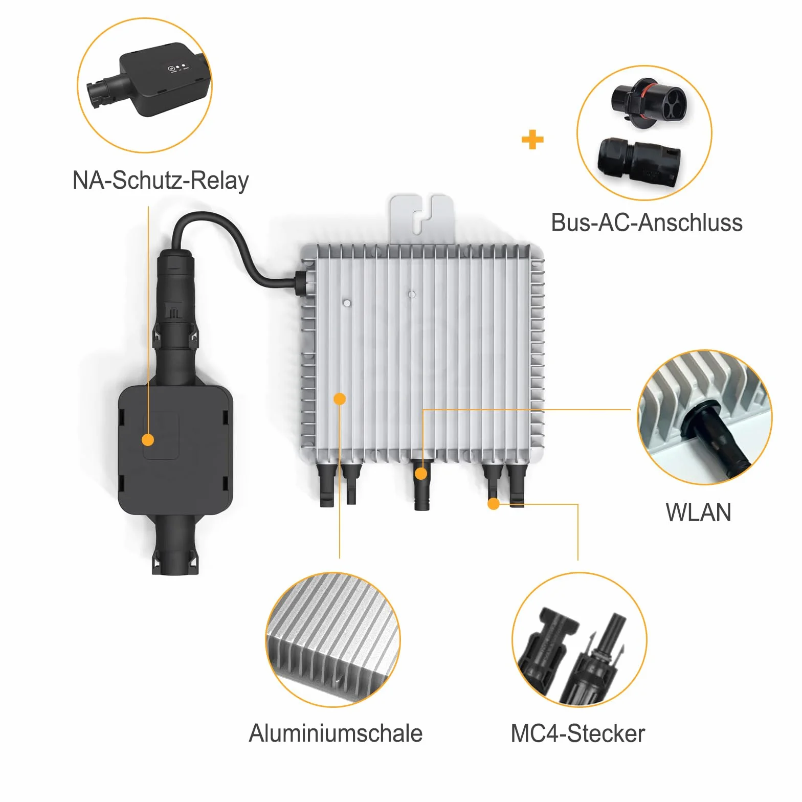 enjoy solar Deye Microinversor DC 20 V-60 V a CA 220 V-230 V, módulo WiFi integrado tipo de protección IP67, ideal para centrales eléctricas de balcones y sistemas Mini fotovoltaicos (SUN600G3-EU-230)