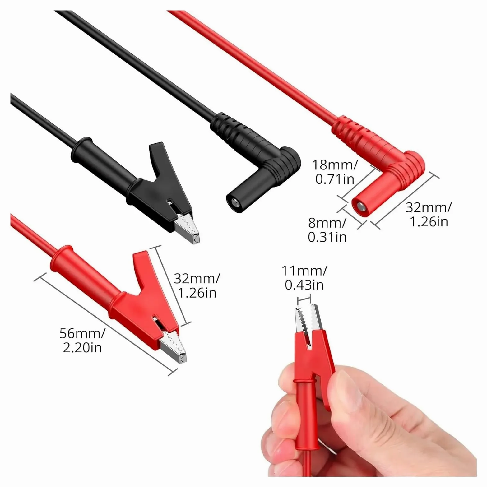1M 15A Banana Plug to Crocodile Clip Test Lead for Multímetro
